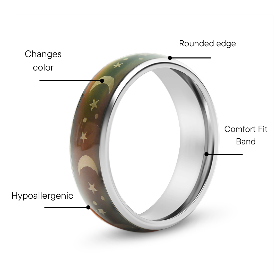 Stainless Steel Mood Band With Stars And Moons Ring / CFR9010、mySite、dreamappss