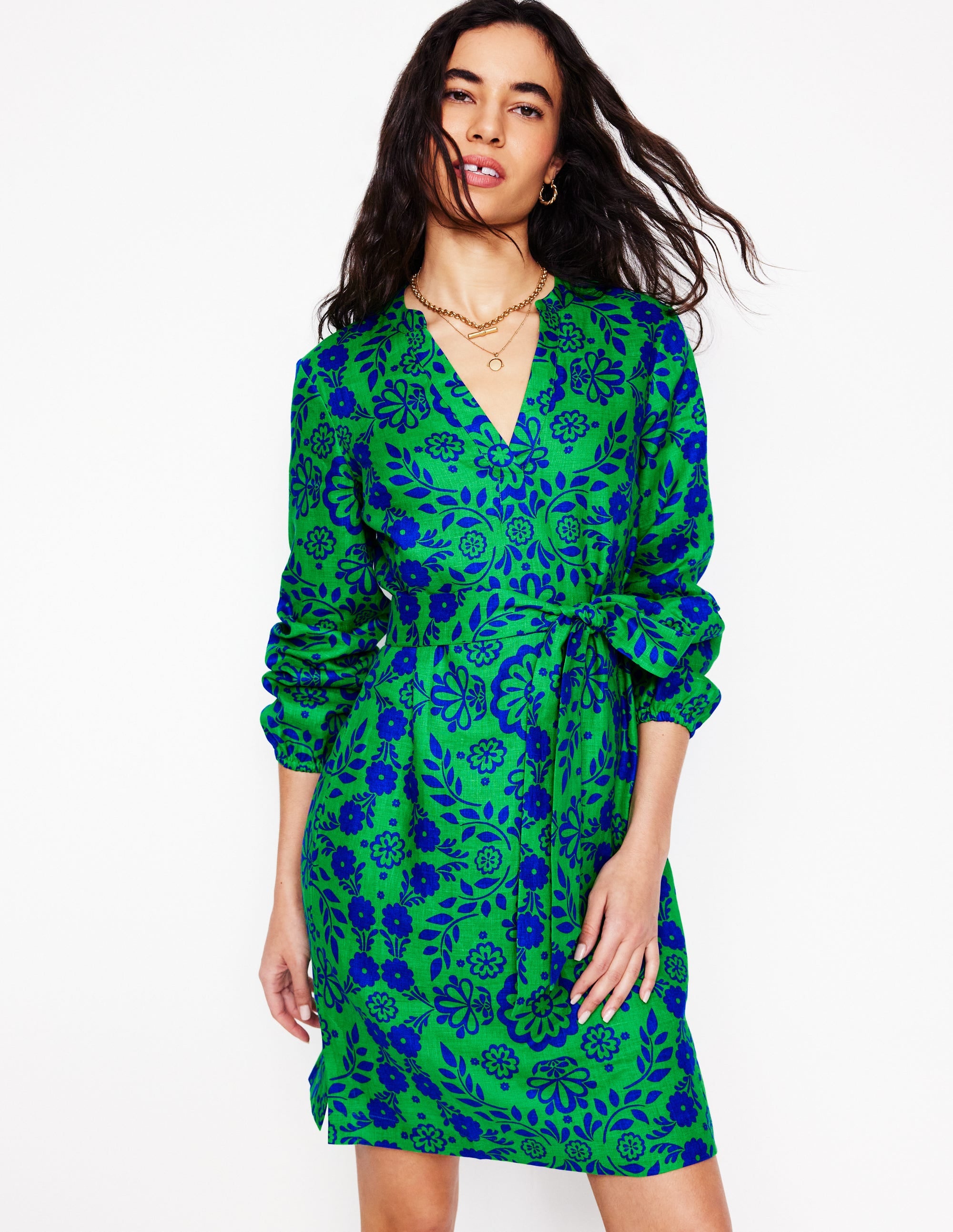  Cleo Tie Waist Linen Dress-Aleo, Structured Meadow、mySite、ashleygrahame