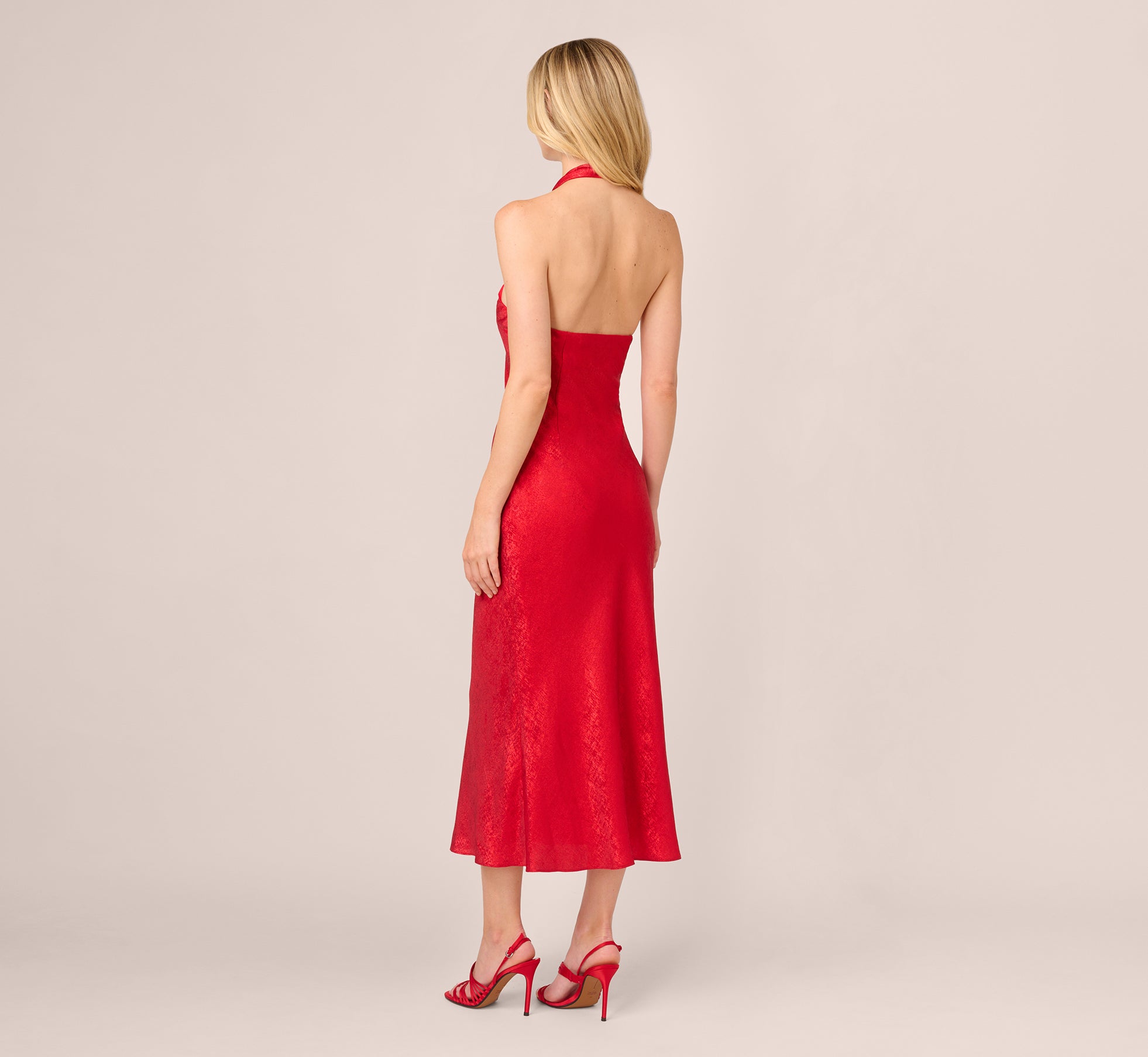 Foil Woven Halter Midi Dress In Red、mySite、solidvoid