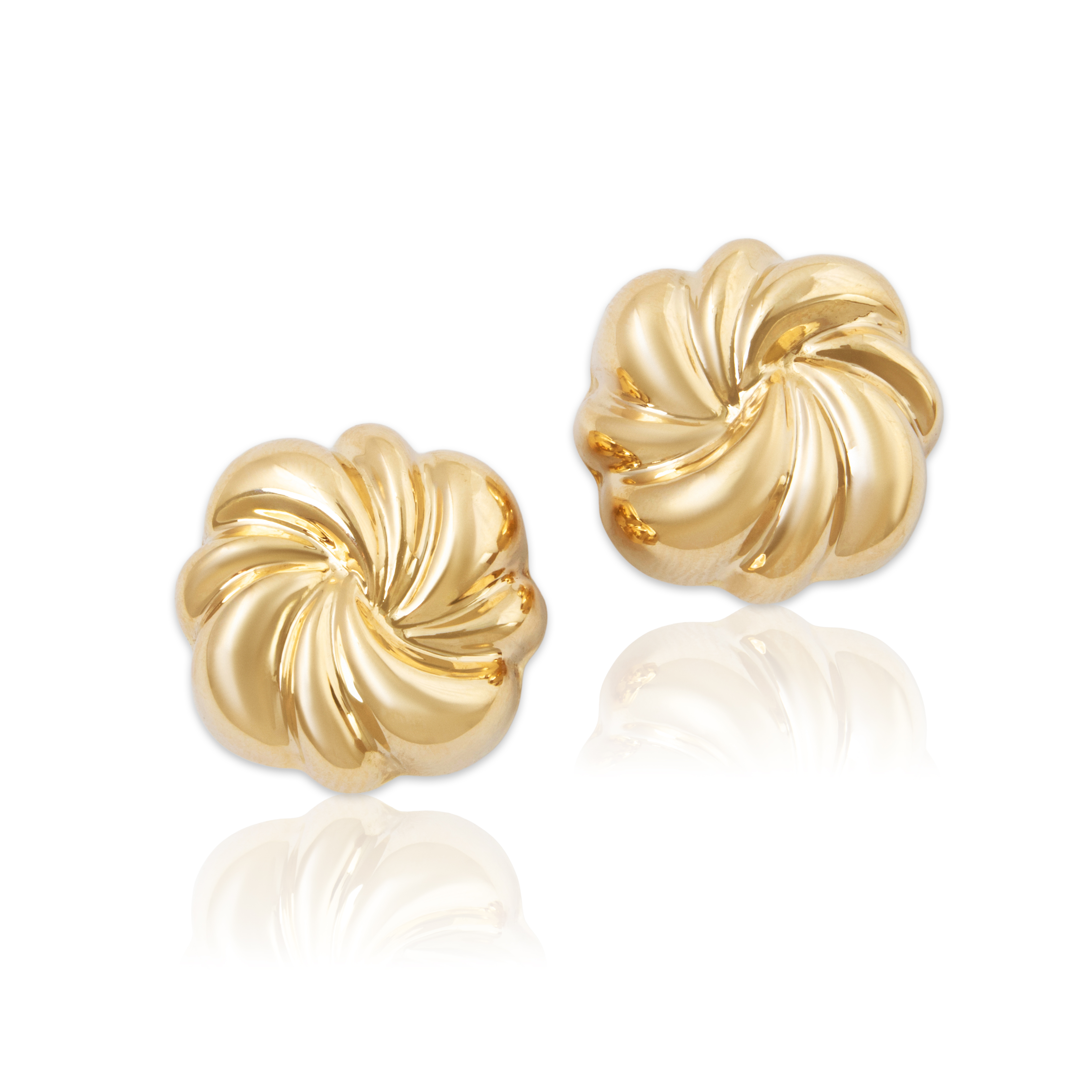 Vintage Italian Large 14k Yellow Gold Chunky Swirls Omega Back Earrings、mySite、hinf8tx79