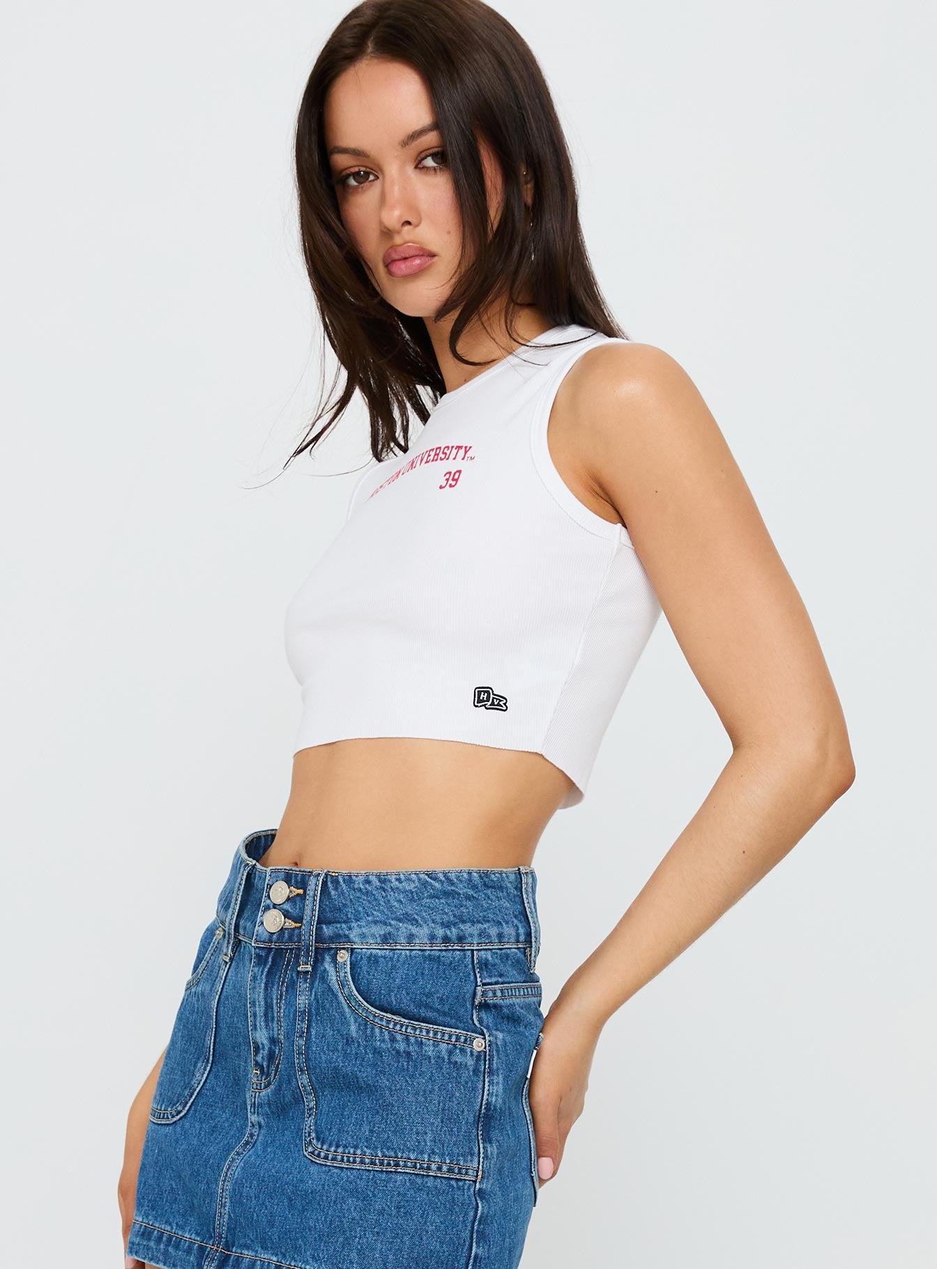 Boston University Cutoff Tank Top White、mySite、solidvoid