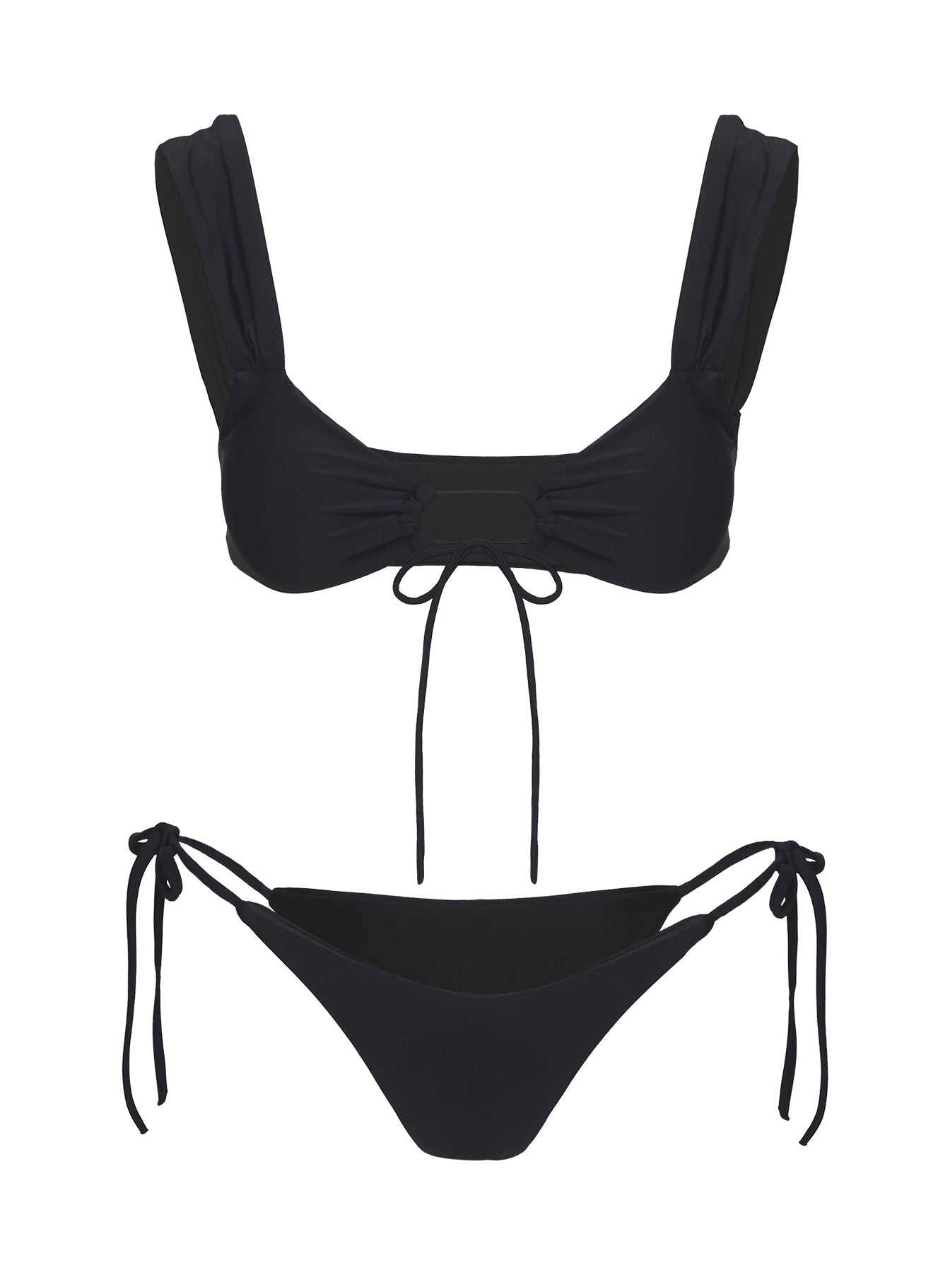 Freefall Tie Front Bikini Top Black、mySite、solidvoid