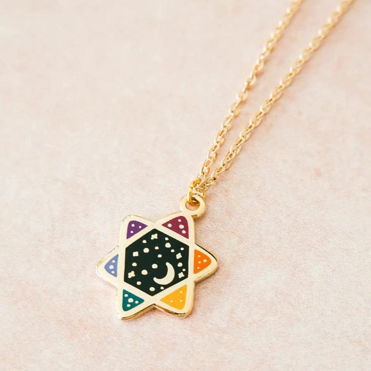Rainbow Cosmic Star of David Necklace - Jewel Tones、mySite、topwebapps
