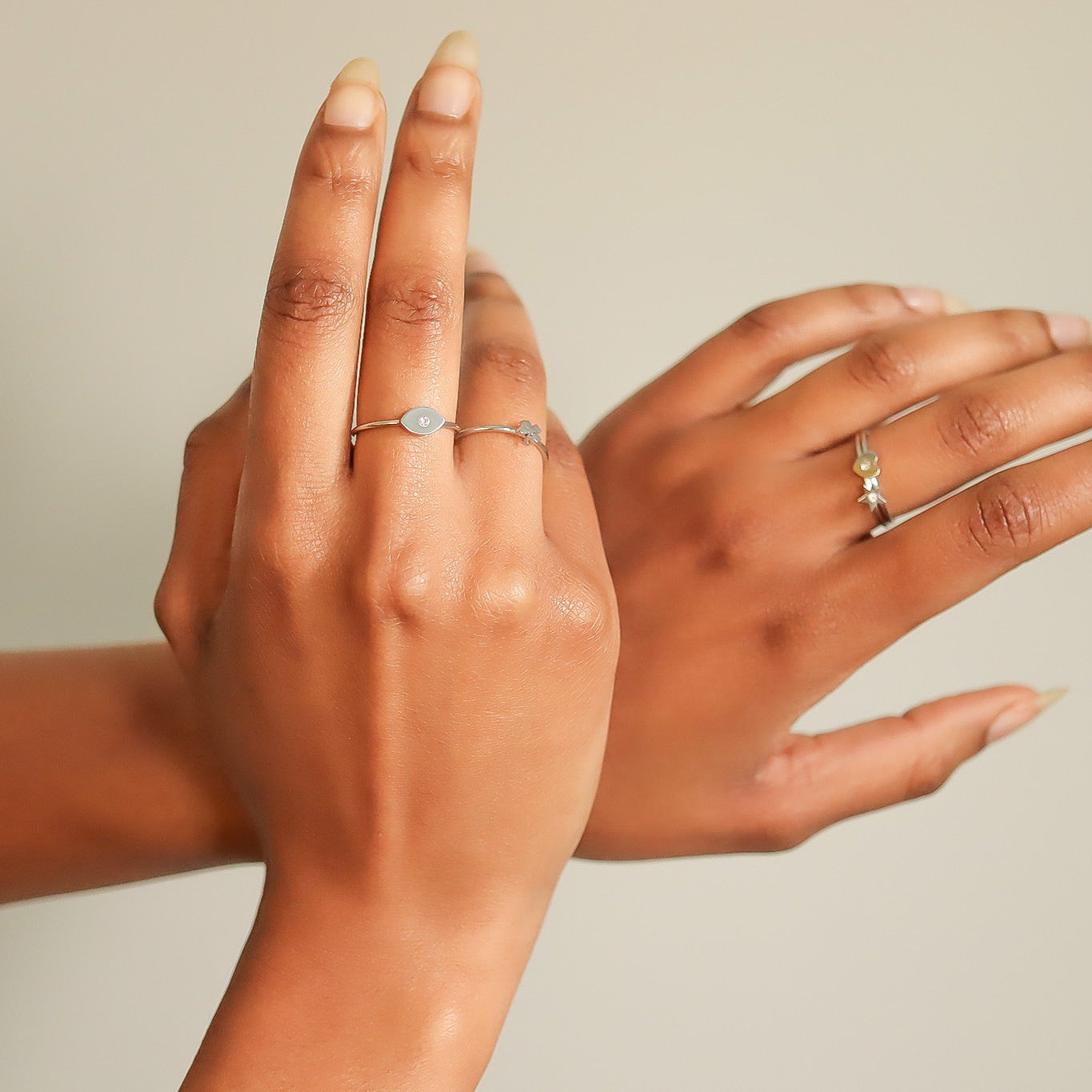 18K Gold PVD Stainless Steel Four Leaf Clover Symbol Ring / ZRJ0002、mySite、dreamappss