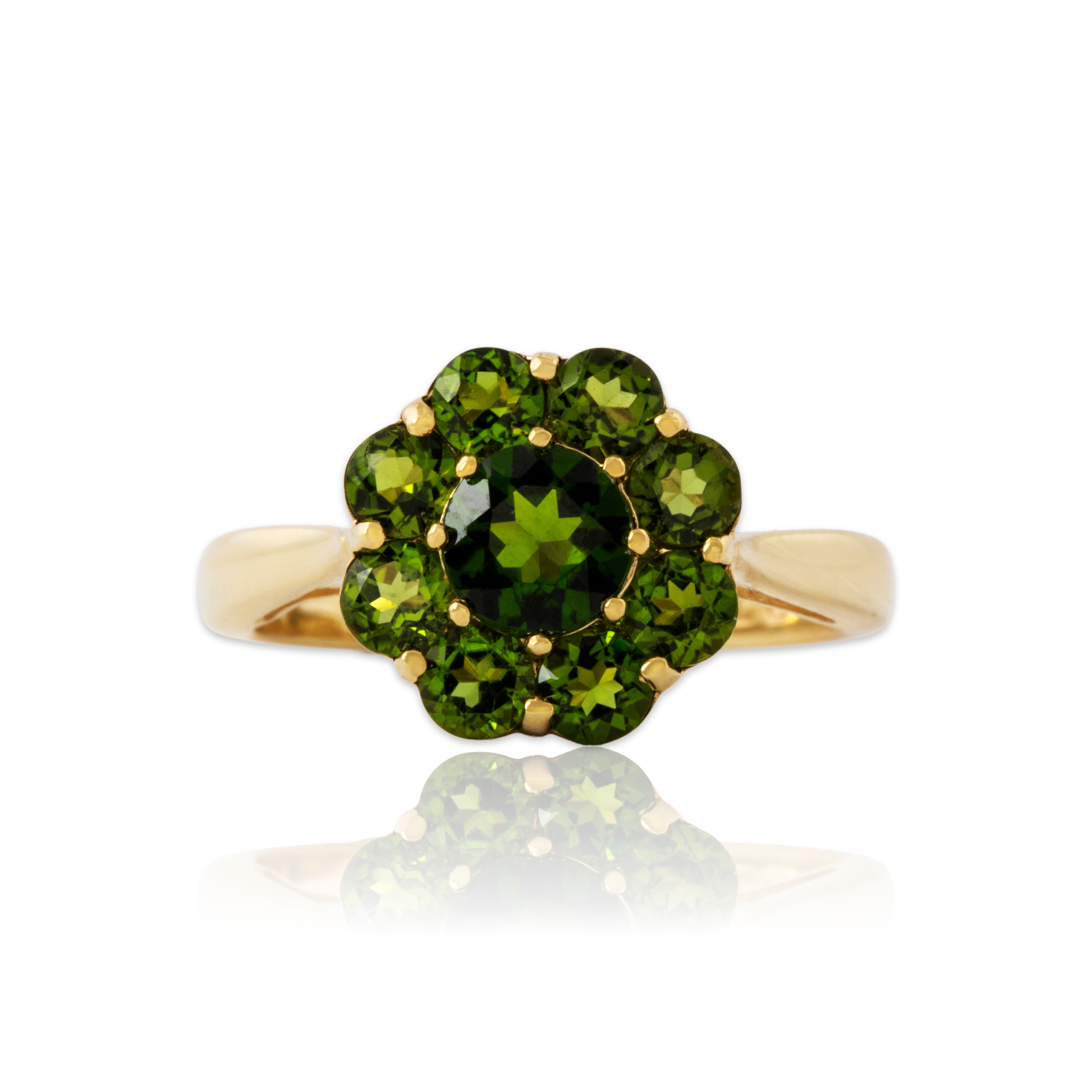 Vintage 10k Yellow Gold 1cttw Peridot Lovely Floriform Halo Ring 5.00、mySite、hinf8tx79