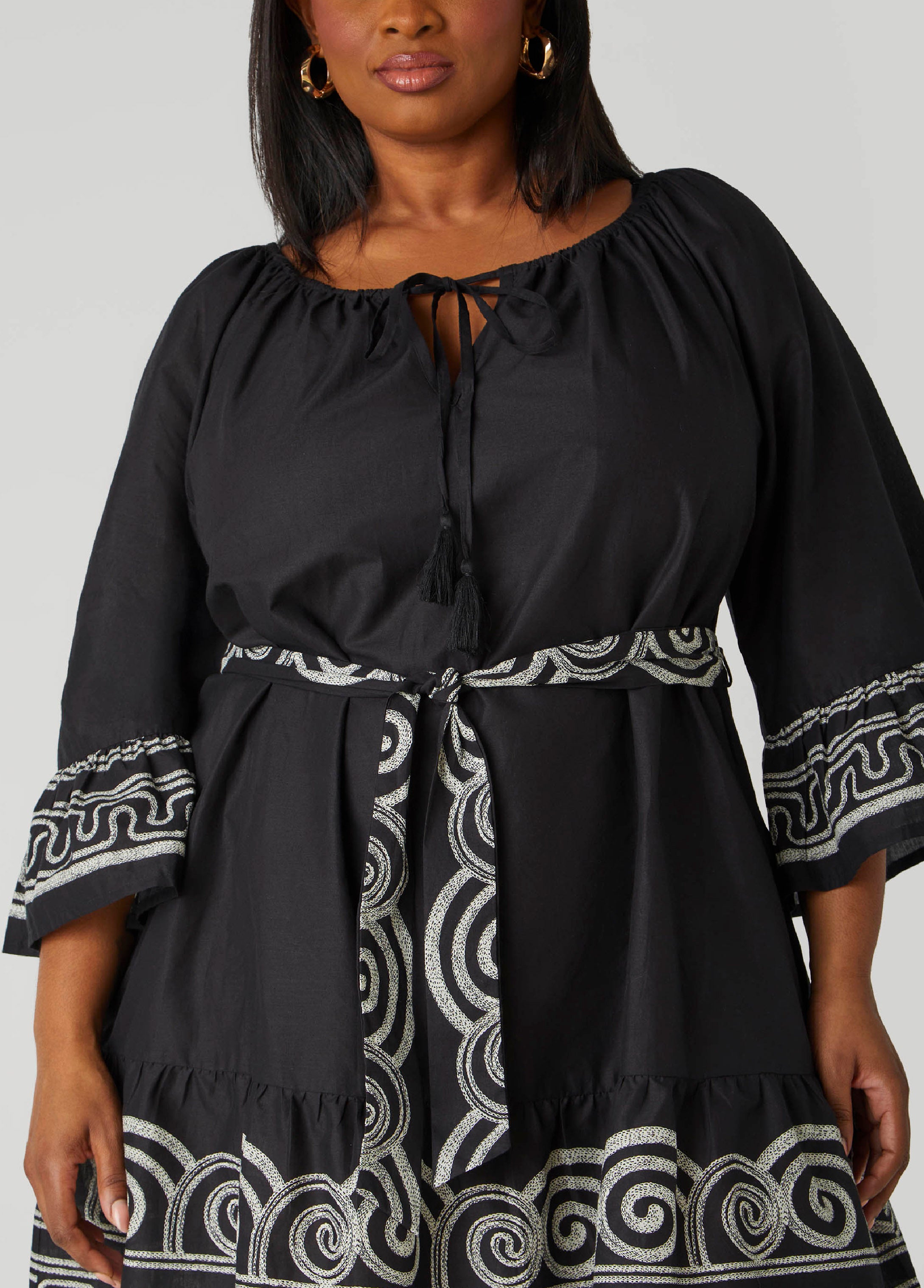 Scroll Print Cotton Swing Dress、mySite、bengalsvssteelers