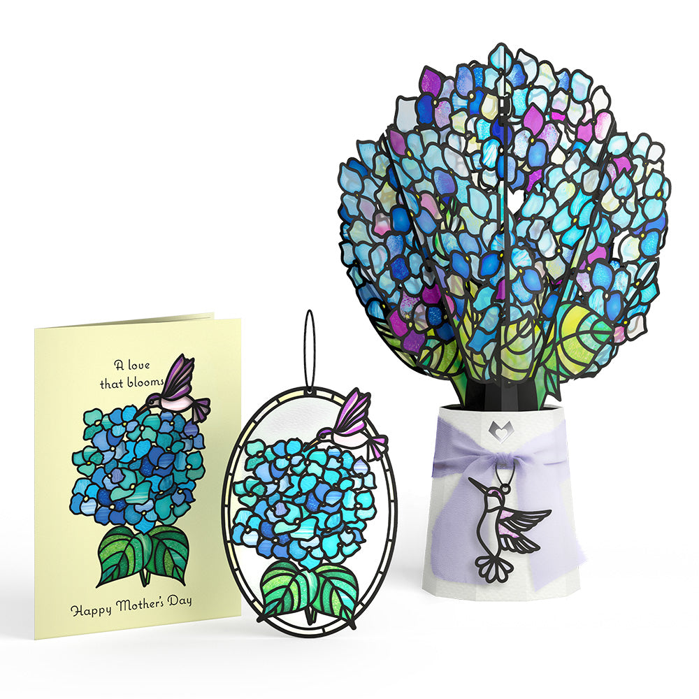 Happy Mother's Day Hydrangeas Suncatcher Card & Bouquet Bundle、mySite、solidvoid