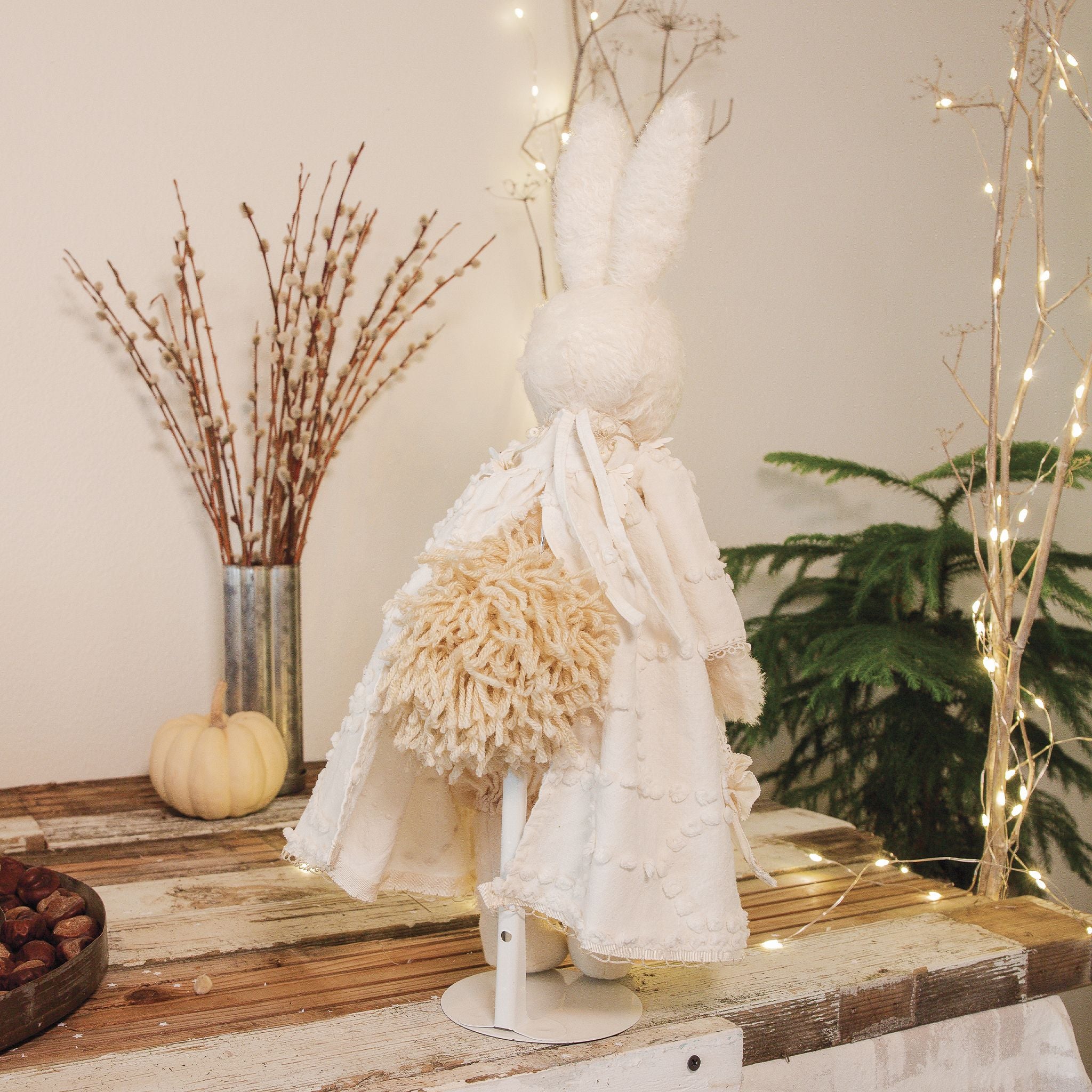 RETIRED - Hutch Studio - Fancy Fanciful - Hand-Crafted Cream Mohair Bunny、mySite、g9winljtr