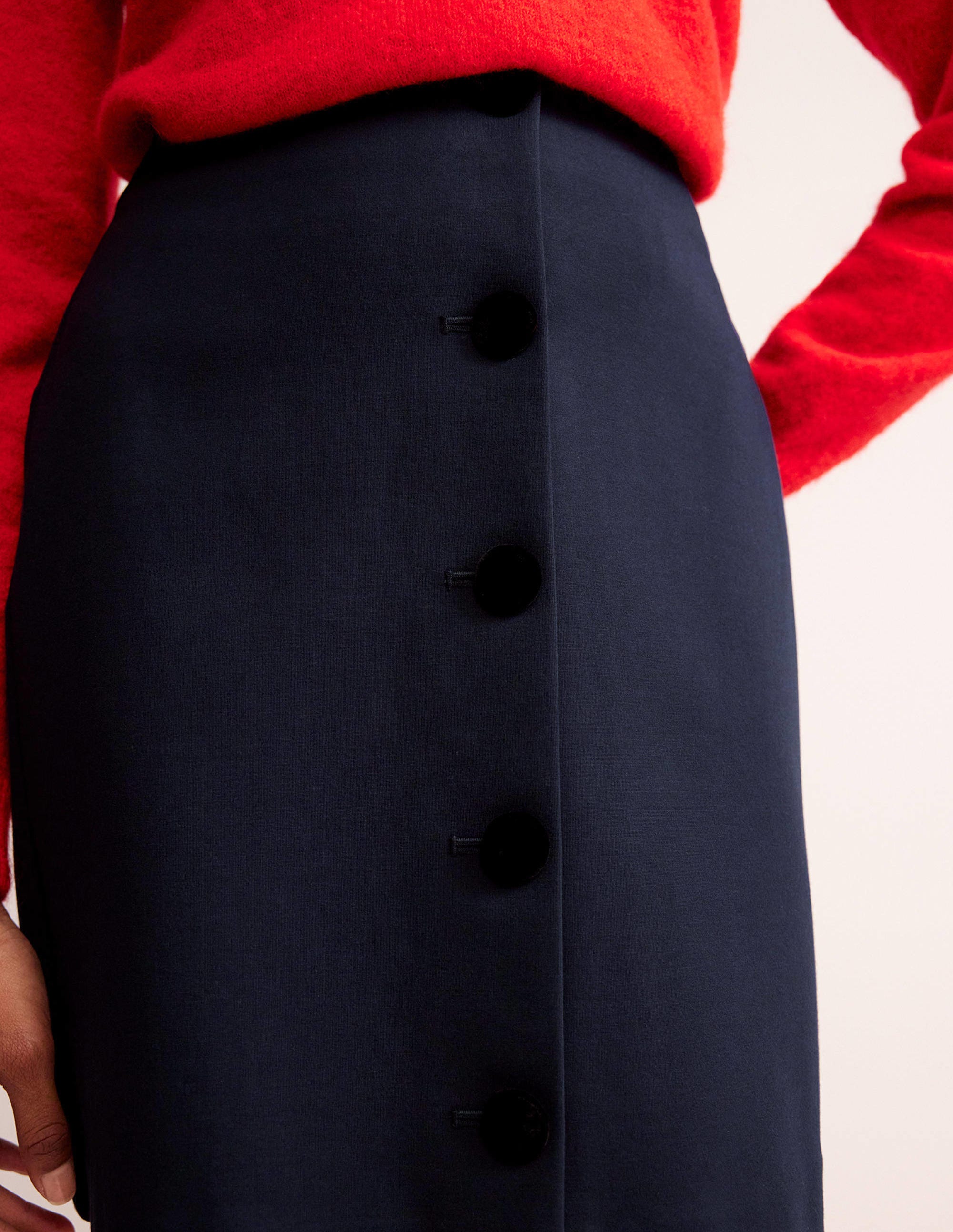  Buttoned Ponte Mini Skirt-Navy、mySite、ashleygrahame