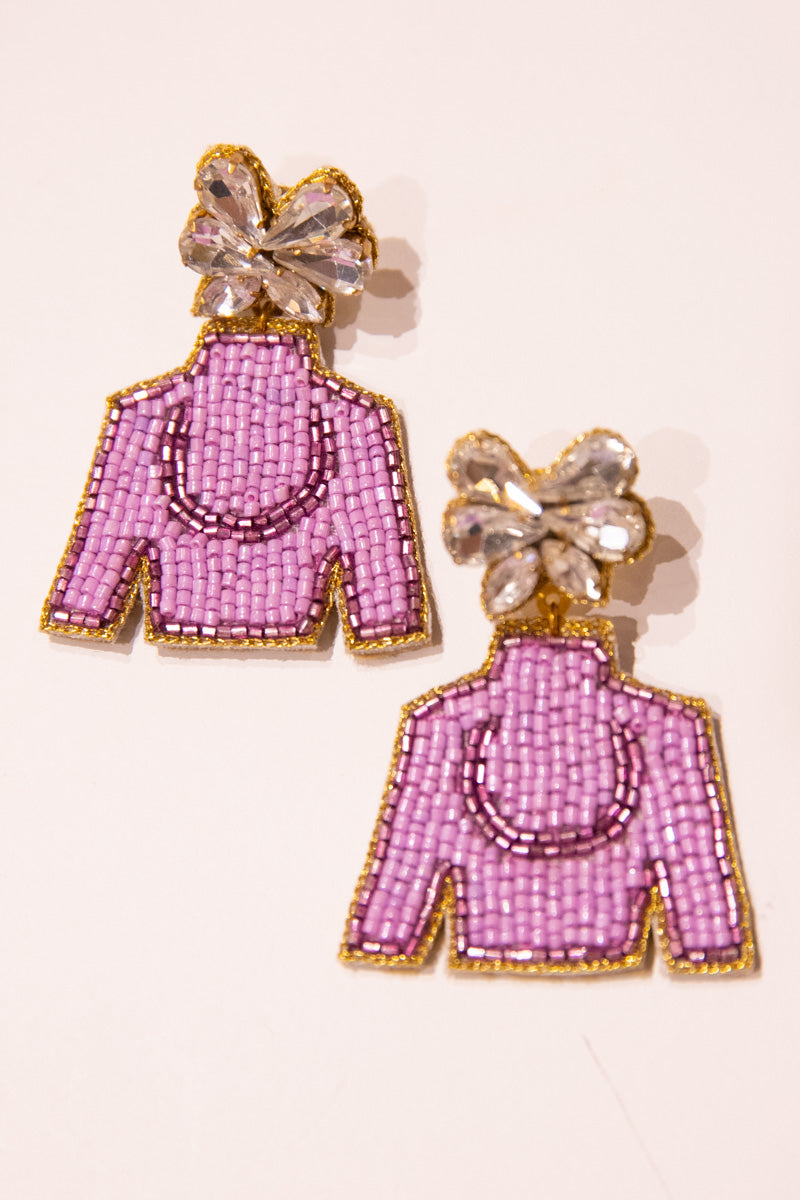 Derby Jockey Silks Earrings - Purple Horseshoe、mySite、hinf8tx79