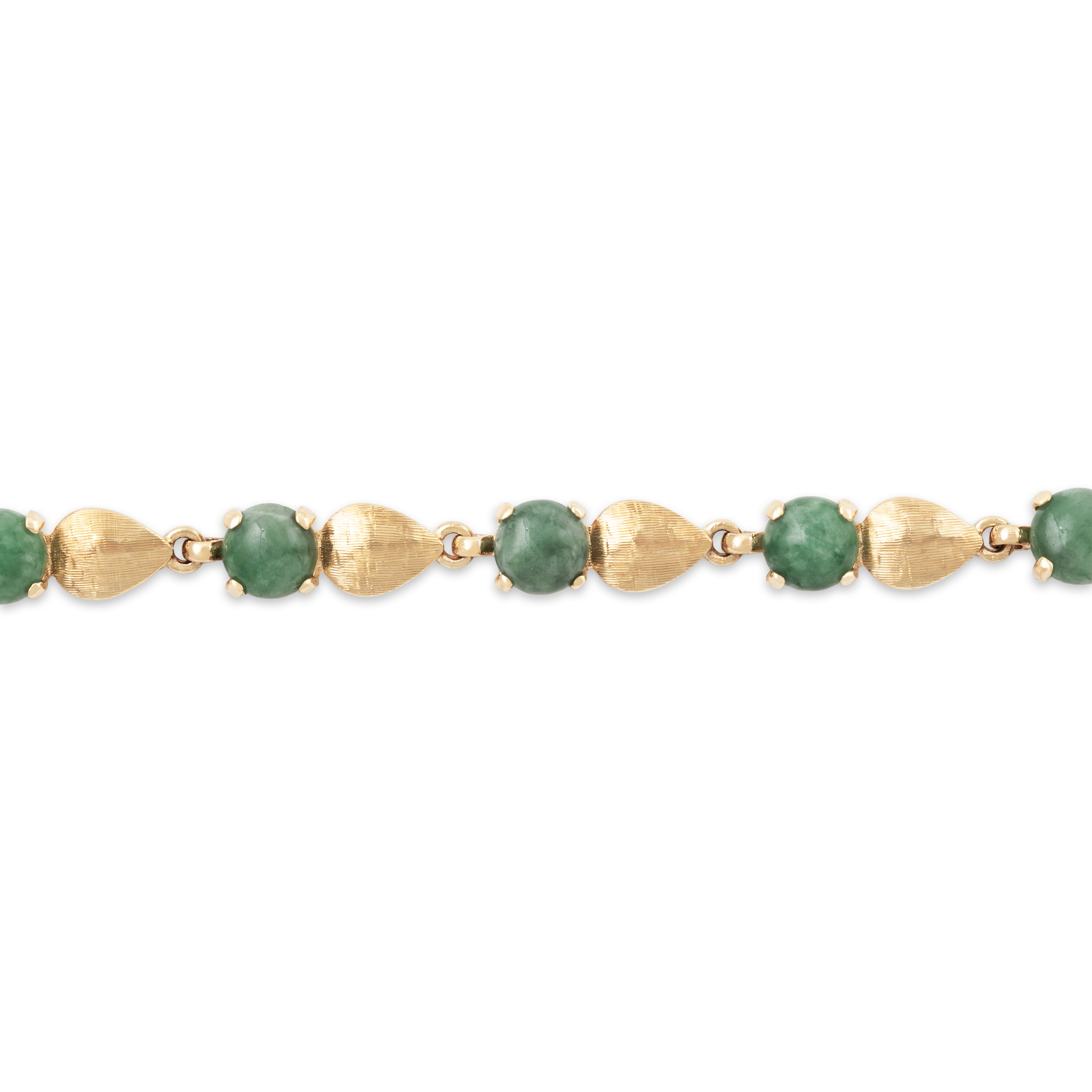 Vintage 14k Yellow Gold 7.8cttw Light Green Jade Leafy Station Bracelet 6.75、mySite、hinf8tx79