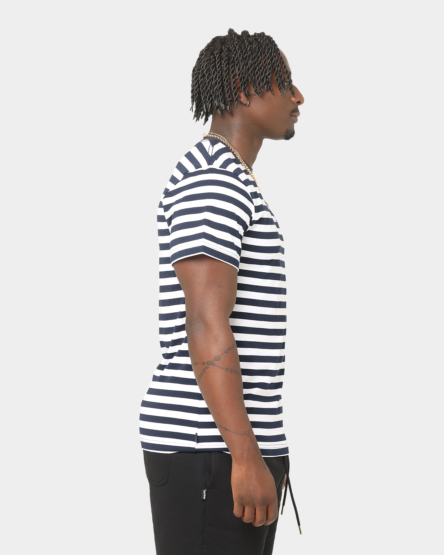 Last Kings Stripes Short Sleeve T-Shirt Navy、mySite、zt4zffjzw