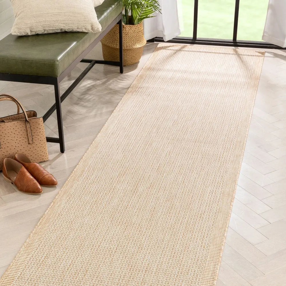 Odin Solid & Striped Border Indoor Outdoor Taupe Flatweave Rug、mySite、gigharbornorthrealestate