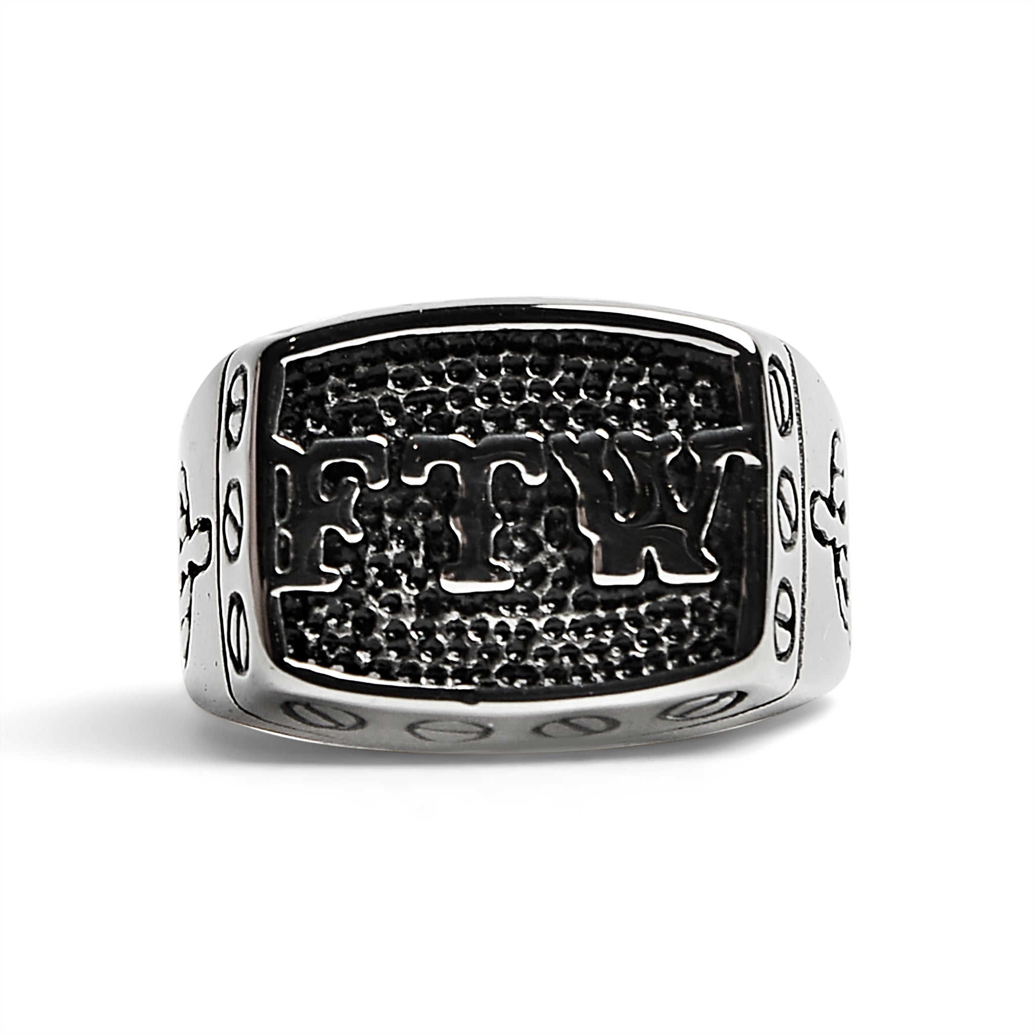 Stainless Steel FTW Middle Finger Signet Ring / SCR4098、mySite、dreamappss