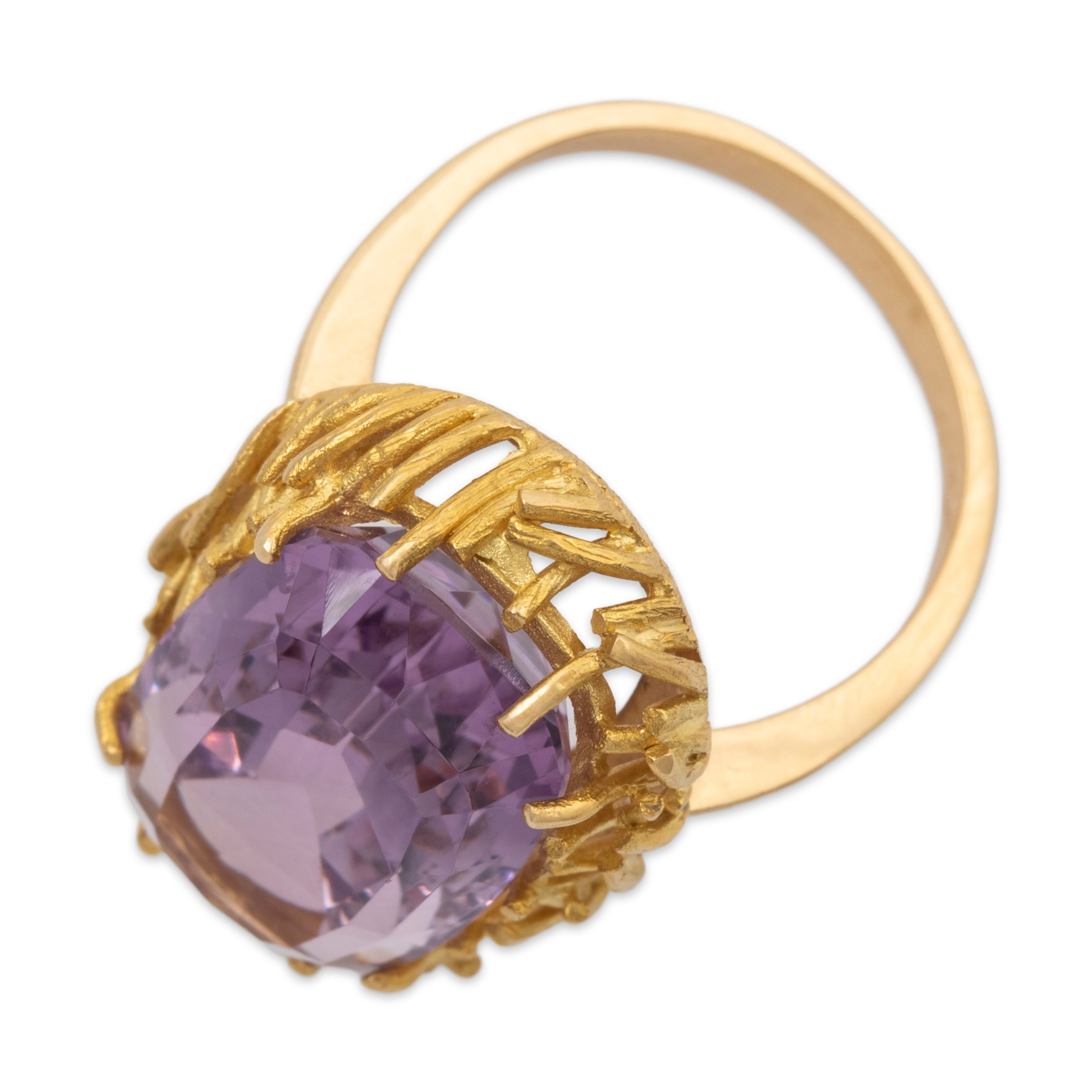 Vintage 18k Yellow Gold 10.82ct Amethyst Statement Cocktail Ring 5.75、mySite、hinf8tx79