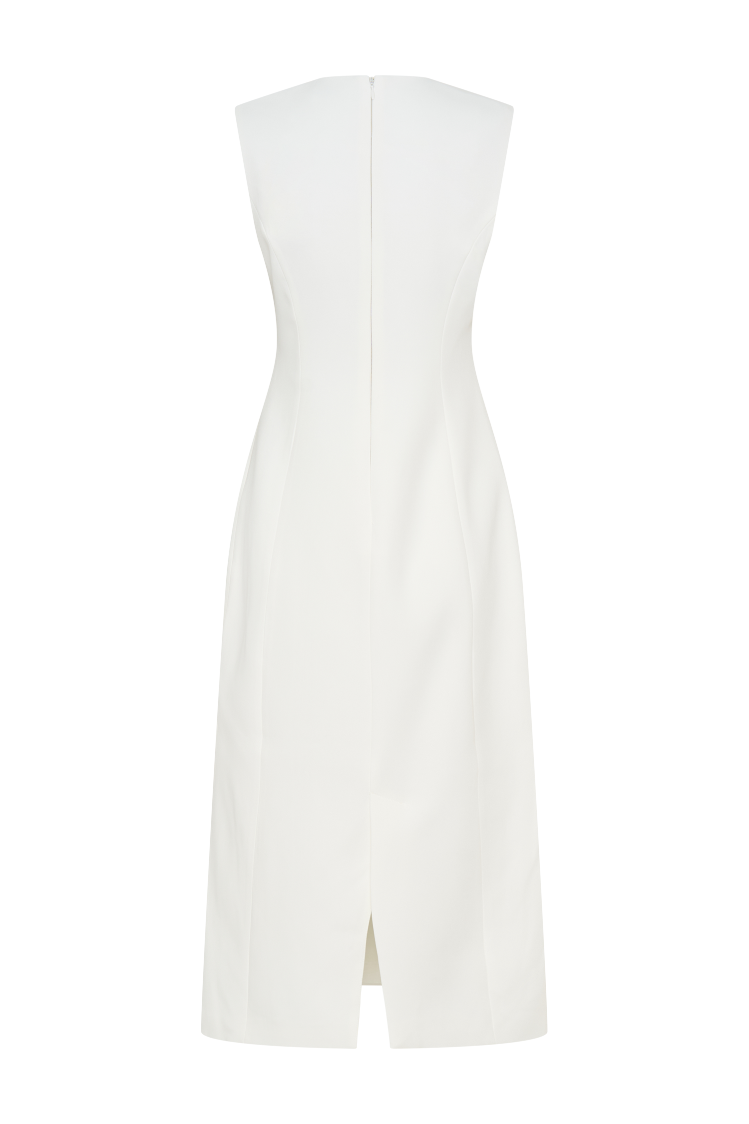 Audrine Suiting Sleeveless Midi Dress - Ivory、mySite、solidvoid