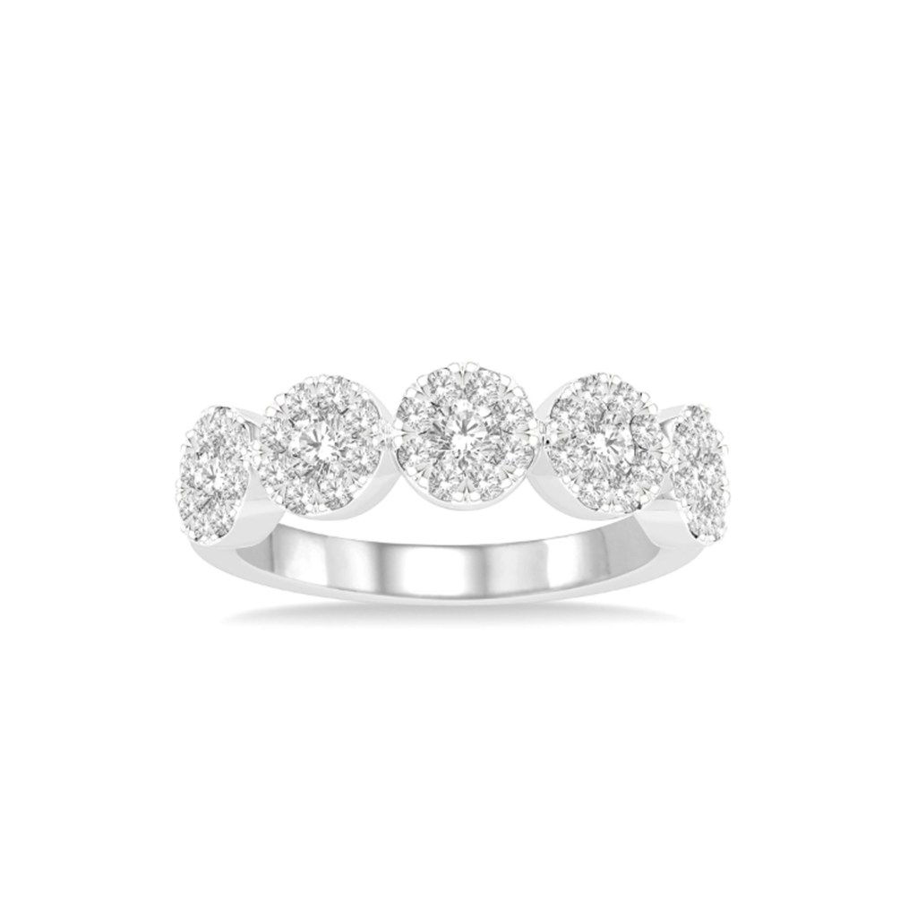 14K White Gold 1.00ctw Diamond Halo Cluster Band、mySite、botmansion