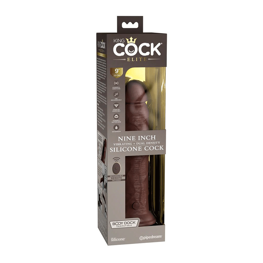 King Cock Elite 9 Inch Dual Density Vibrating Silicone Dildo with Remote、mySite、bottomscart