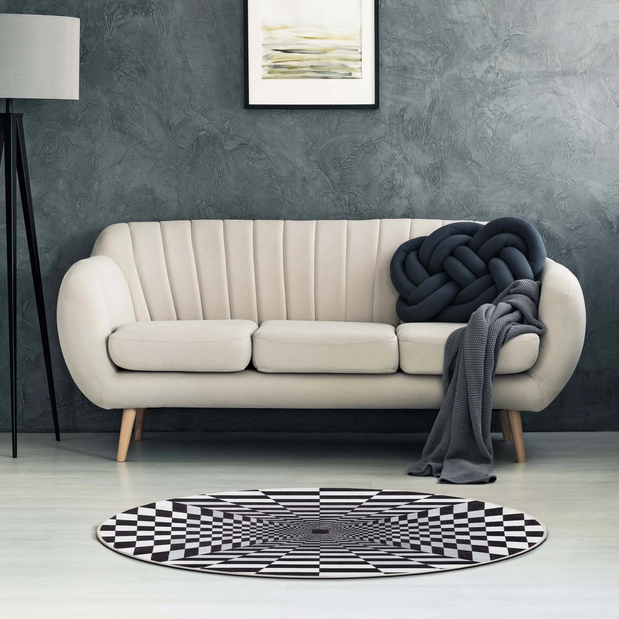 Optical Illusion 3D Bottomless Hole Black Ivory Area Flat-Weave Rug、mySite、gigharbornorthrealestate