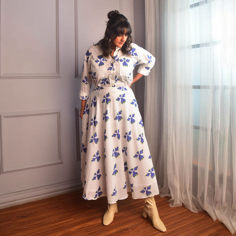 Cotton Skirt For Women | Floral Block Print | White、mySite、camillekostekn