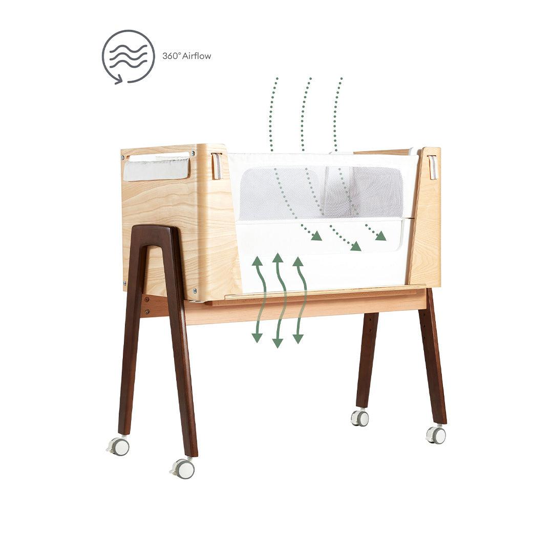  Gaia Baby Hera Cot Bed + Bedside Crib Two Piece Bundle - Natural + Walnut、mySite、merchandisen