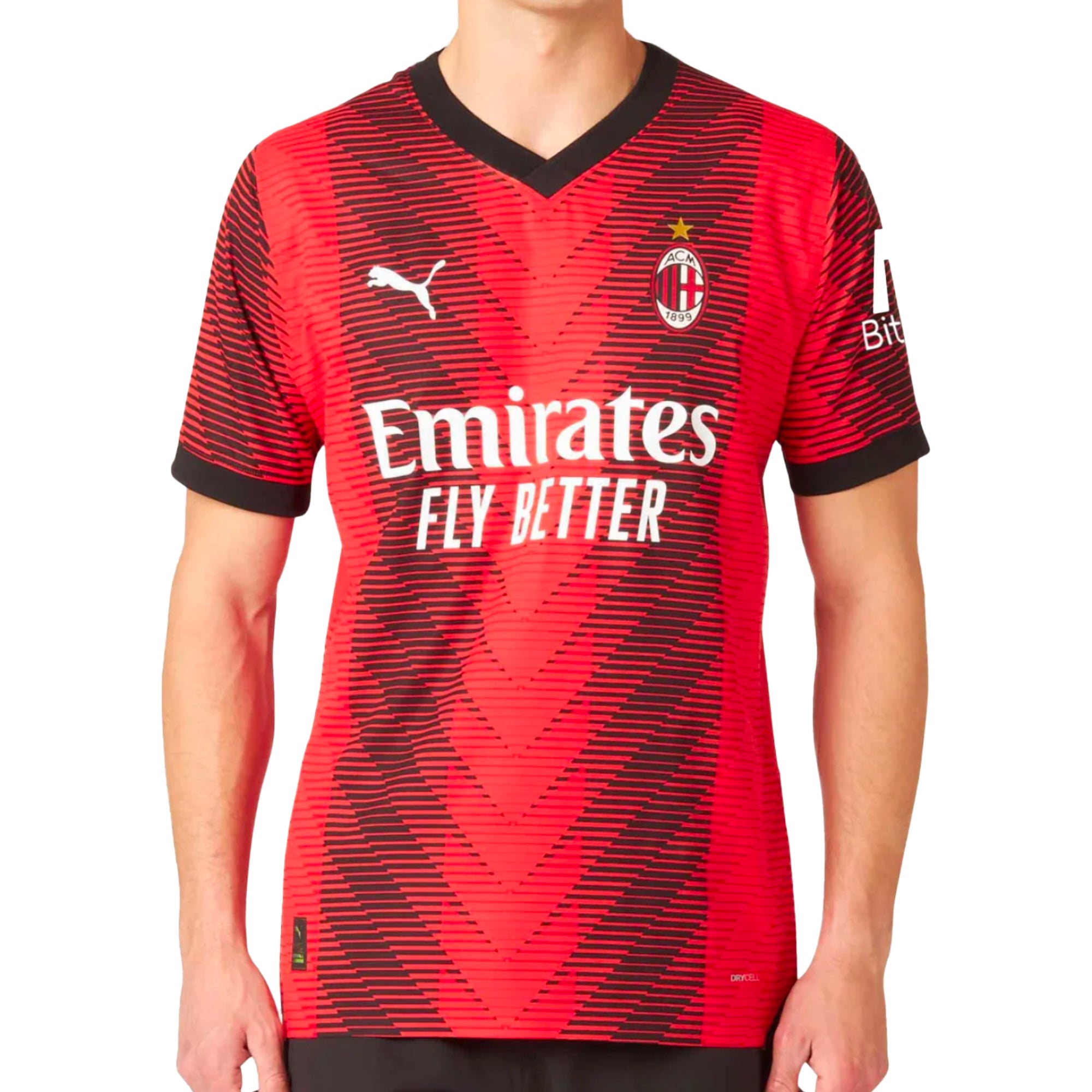 PUMA Men's AC Milan 2023/24 Home Jersey Red/Black、mySite、noshort