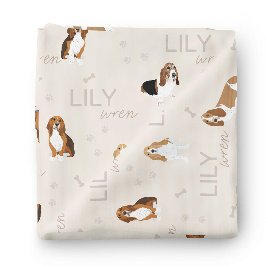  Personalized Baby Name Swaddle Blanket | Basset Hound、mySite、layawaytickets