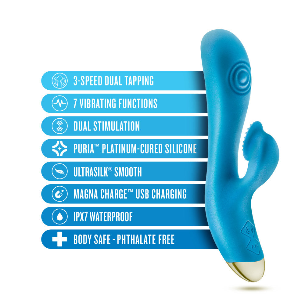 Aria By Blush® | Arousing AF: Clitoris Tickler + Dual Pulsations Blue Silicone Vibrator、mySite、bottomscart