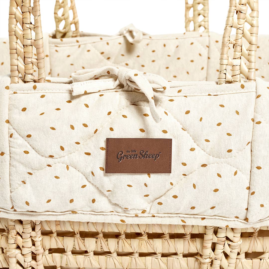  The Little Green Sheep Quilted Moses Basket and Foldable Stand Bundle - Linen Rice / Natural、mySite、merchandisen