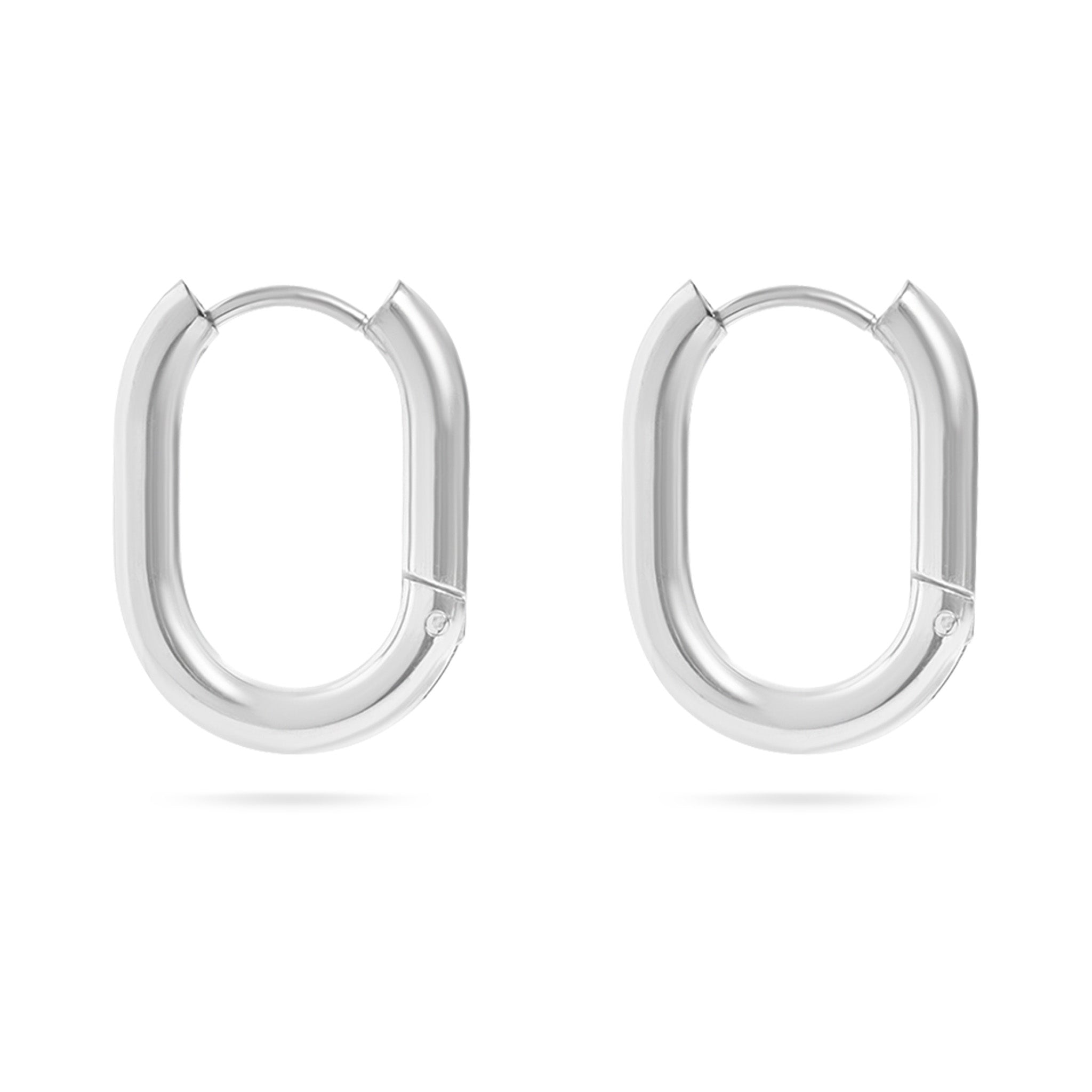 18K Gold PVD Stainless Steel Oval Huggie Earrings / ERJ0039、mySite、dreamappss