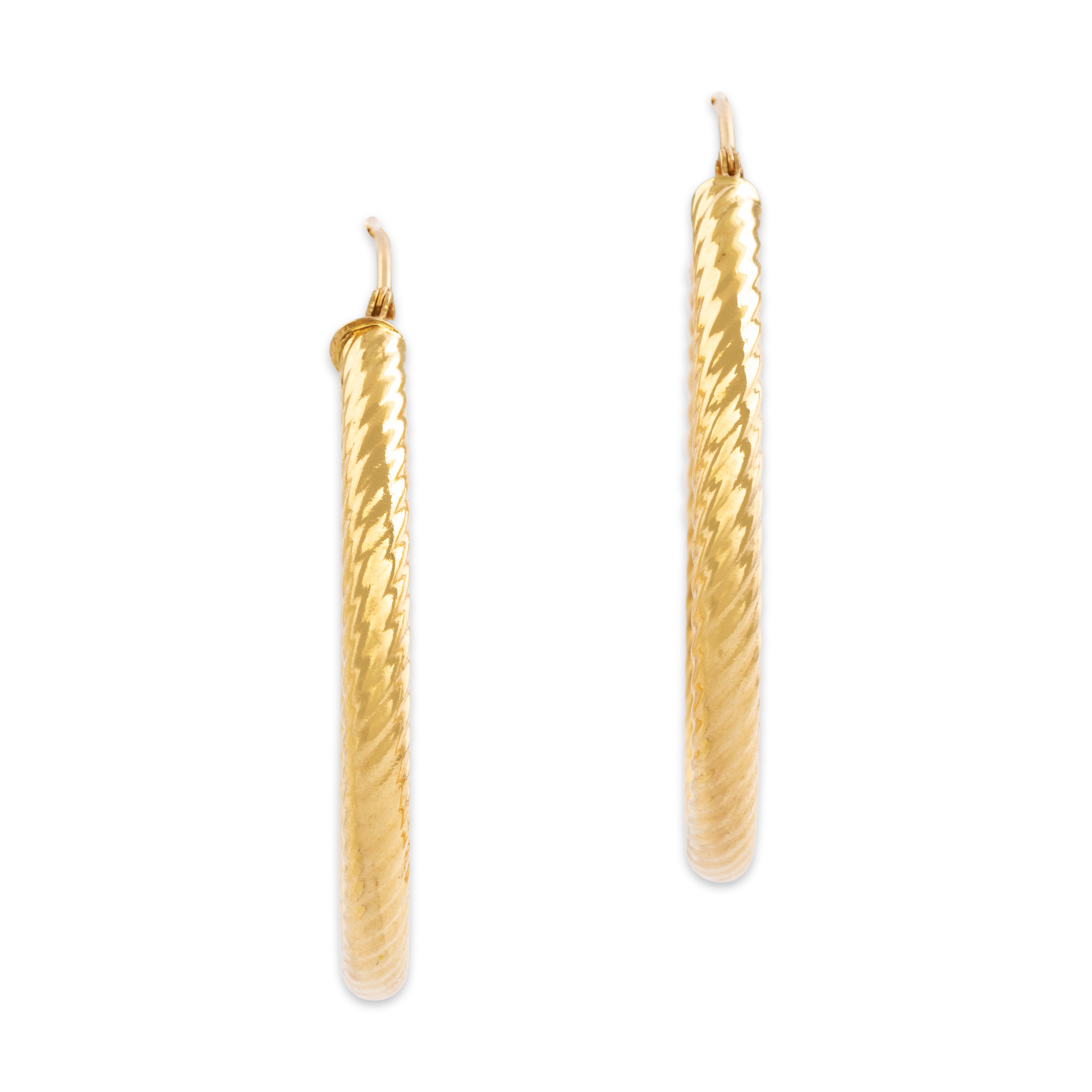 Vintage 14k Yellow Gold Rope Twist Hoop Earrings、mySite、hinf8tx79