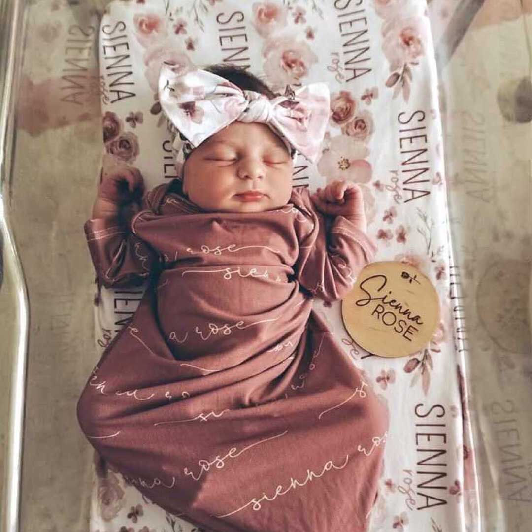  Solid Light Dusty Rose Personalized Newborn Baby Knot Gown、mySite、layawaytickets