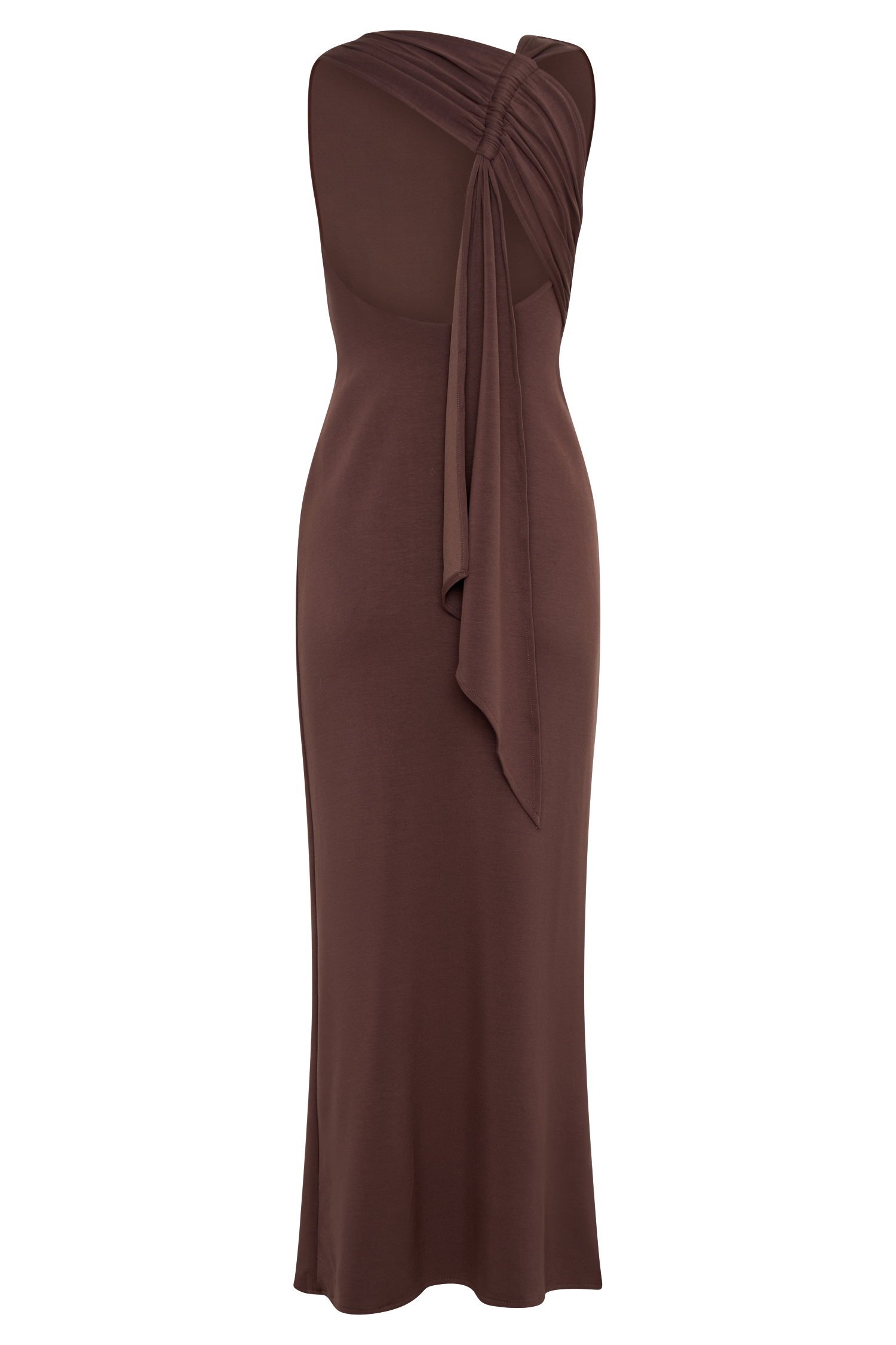 Catelyn Asymmetrical Scuba Jersey Midi Dress - Cacao Brown、mySite、solidvoid