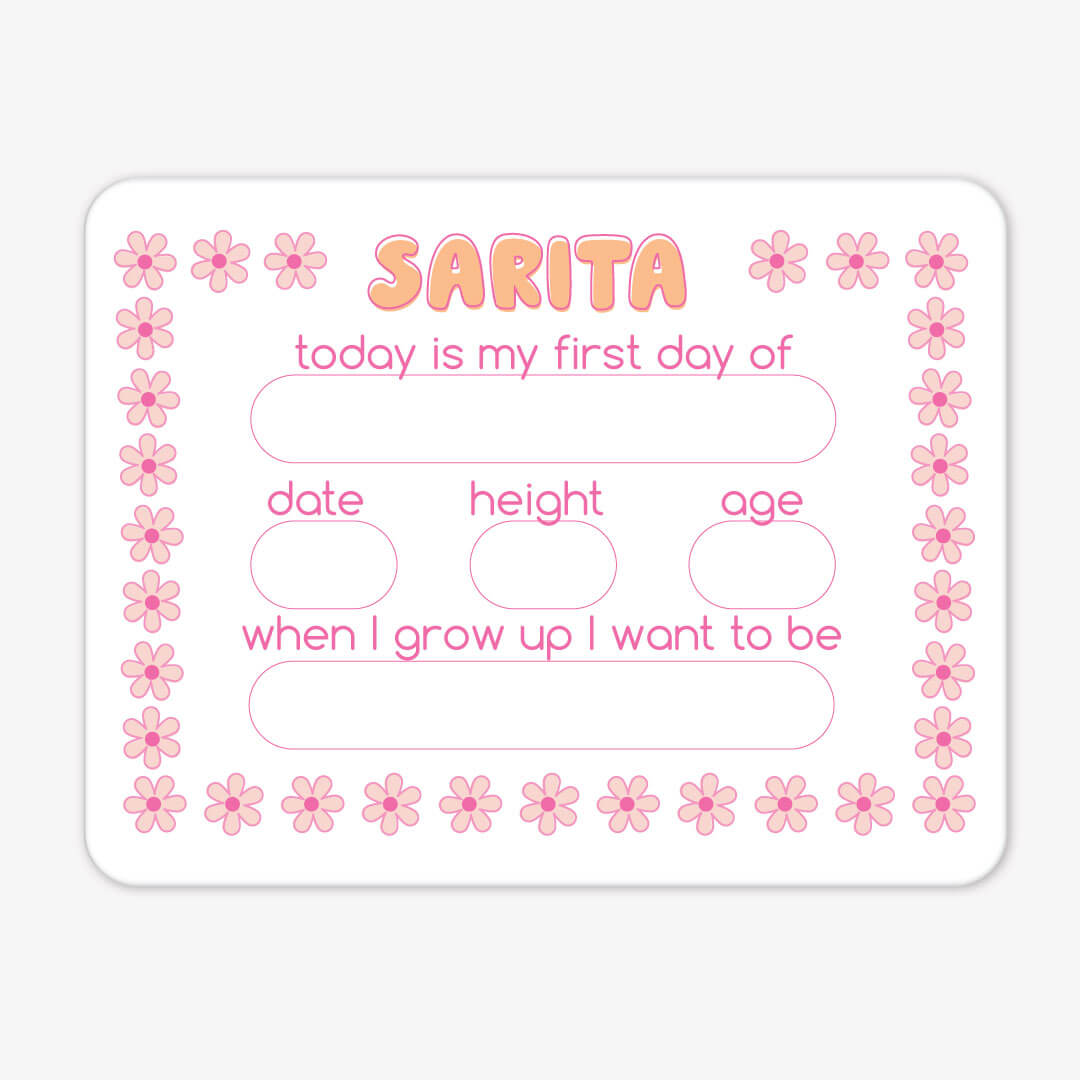  Kids Personalized Whiteboard | First Day Of - Retro Daisy、mySite、layawaytickets