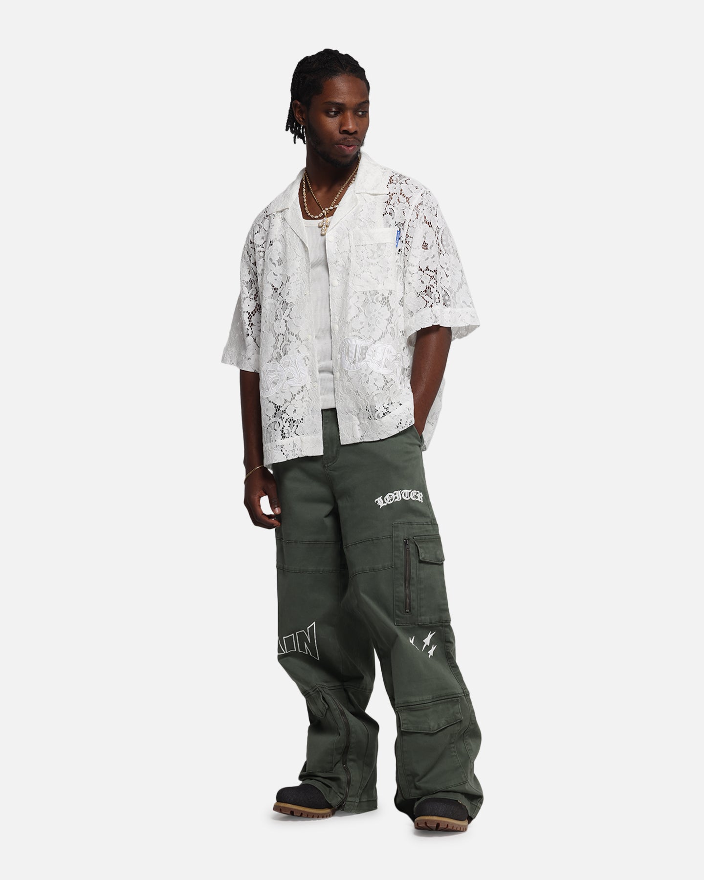 Loiter Lace Button Up Shirt Cream、mySite、zt4zffjzw