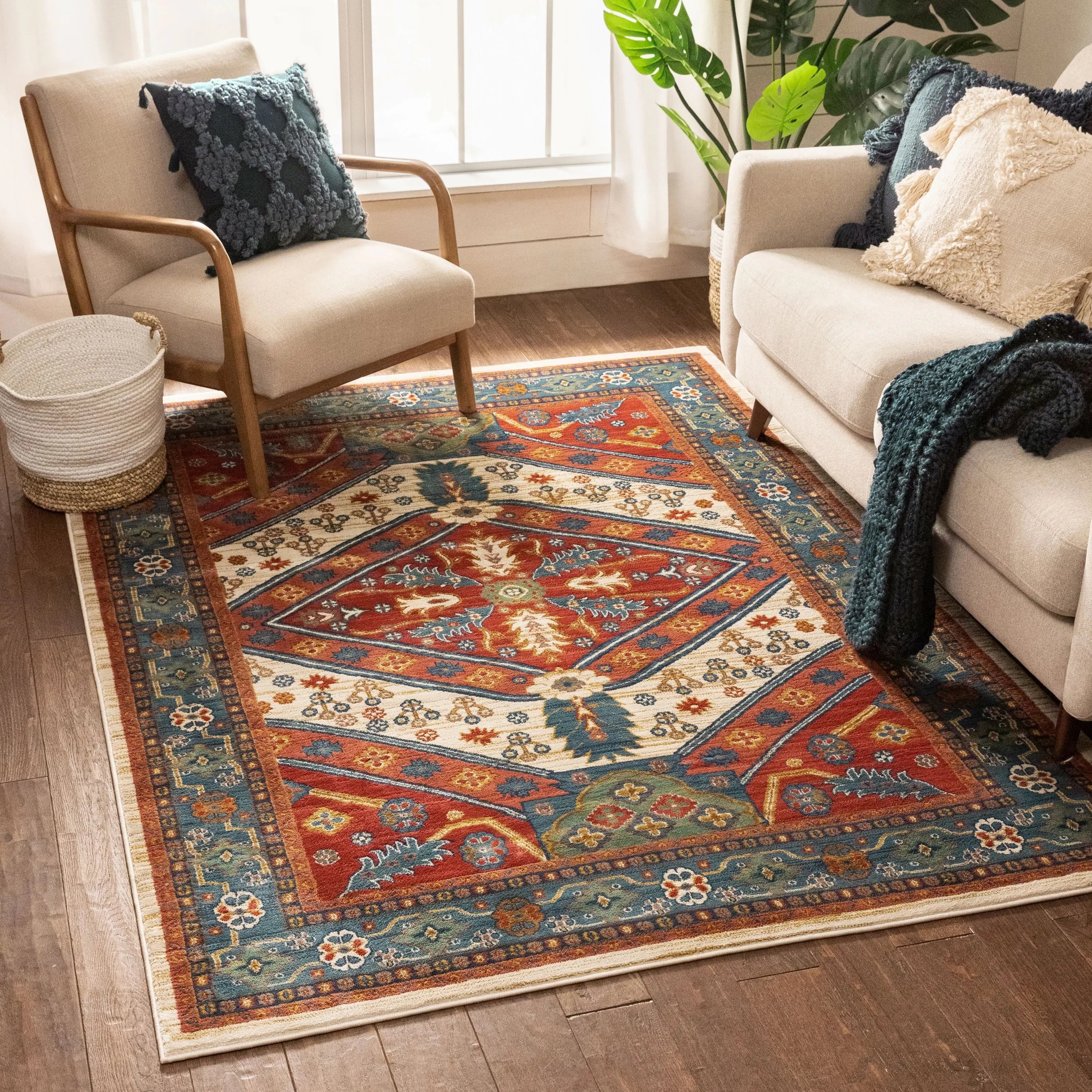Musta Ivory Traditional Medallion Border Rug、mySite、gigharbornorthrealestate