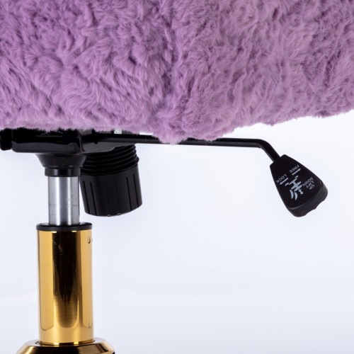 A&A Furniture Office Chair,Artificial rabbit hair Home Office Chair with Golden Metal Base,Adjustable Desk Chair Swivel Office Chair,Vanity Chair(Orange)、、casual