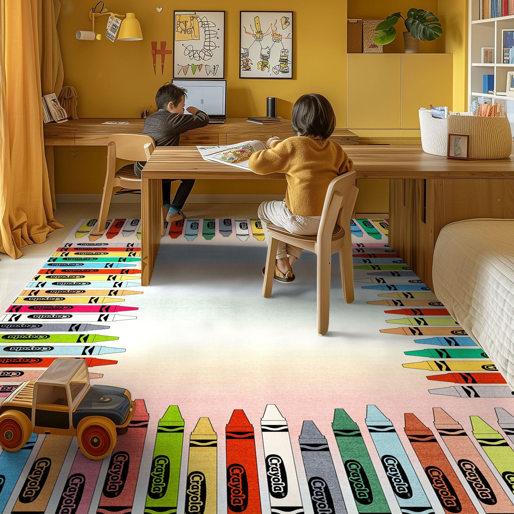 Crayola Modern Crayon Parade Playroom 5' x 7' Multi Color Area Rug By Well Woven、mySite、gigharbornorthrealestate