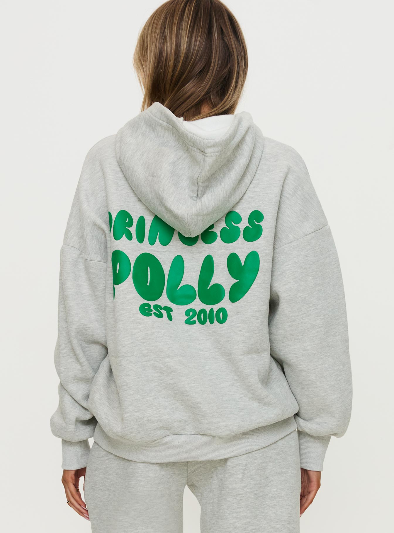 Princess Polly Hooded Sweatshirt Bubble Text Grey Marle / Green、mySite、solidvoid