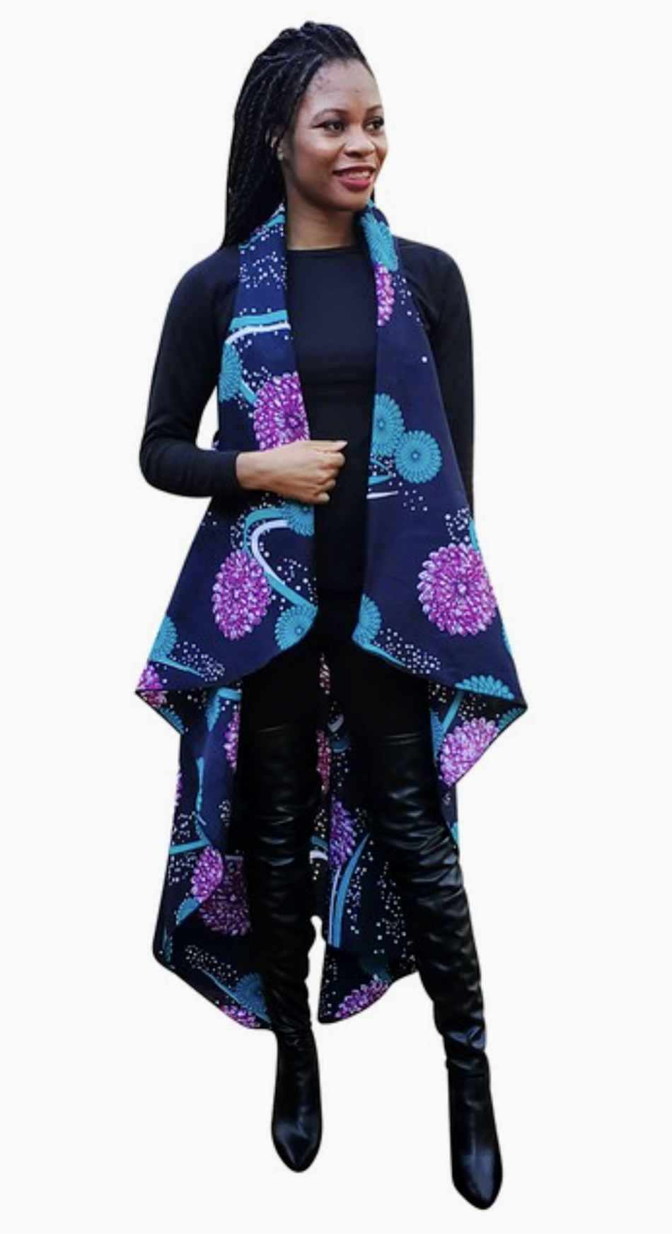 Jamilah African Print Anakara Shawl Vest - DPPS5006、mySite、solidvoid