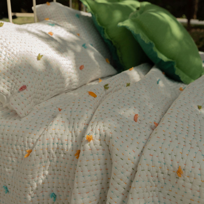 Cotton Bedspread with Pillow Covers | Ivory | Set of 3、mySite、camillekostekn