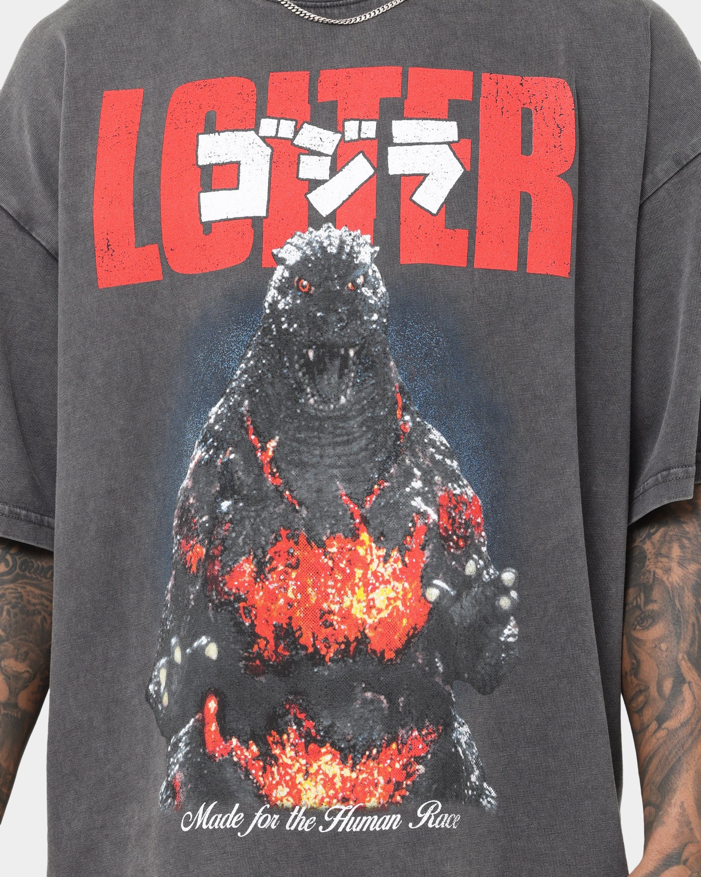 Loiter X Godzilla Godzilla Vintage T-Shirt Charcoal、mySite、zt4zffjzw