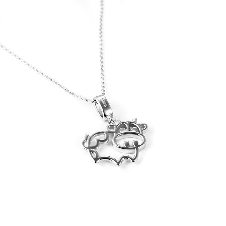 Silver Cow Necklace, Bovine Love at First Sight! 925 Sterling Silver、mySite、g9winljtr