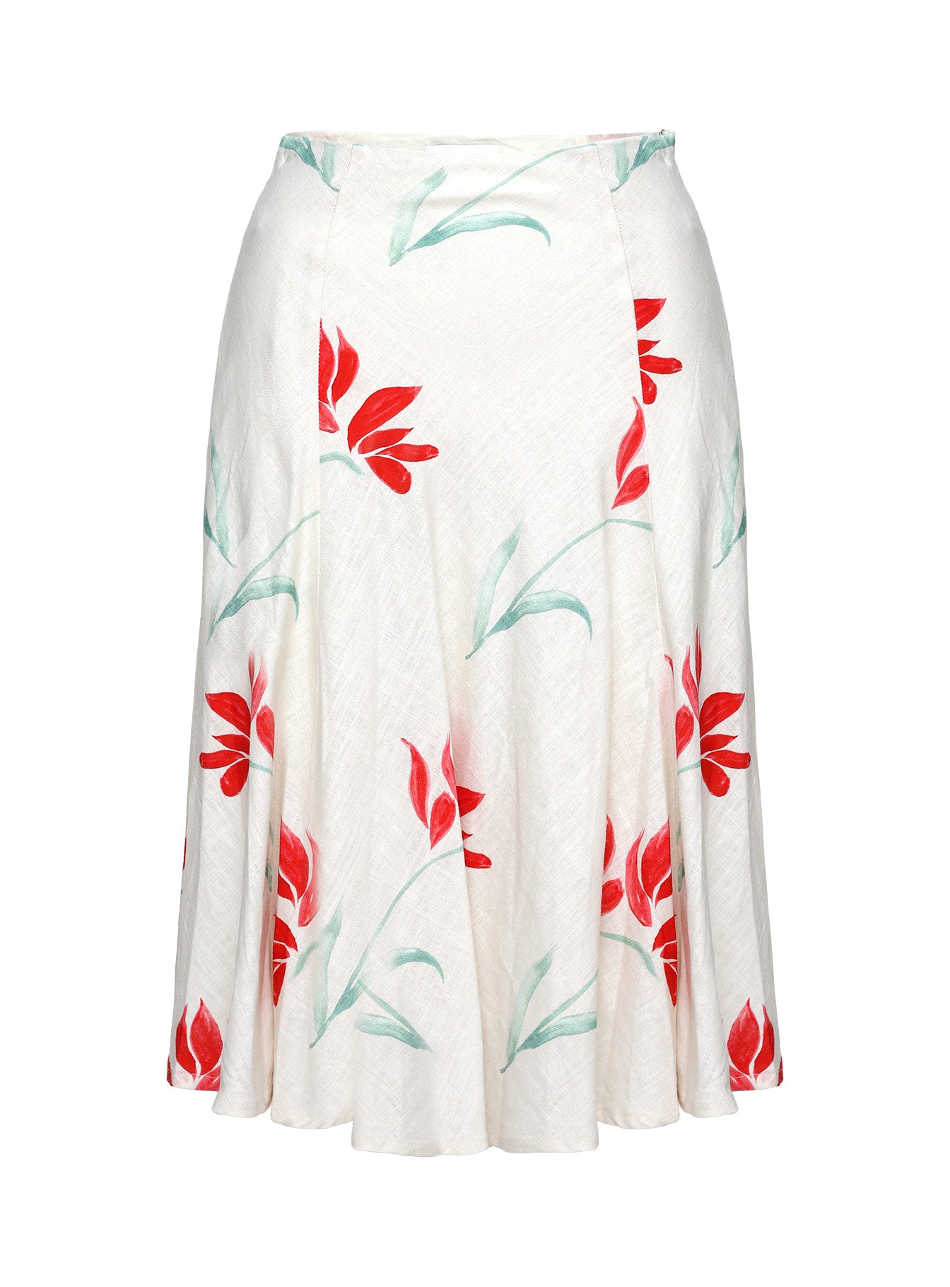 Franci Linen Low Rise Midi Skirt Floral、mySite、solidvoid