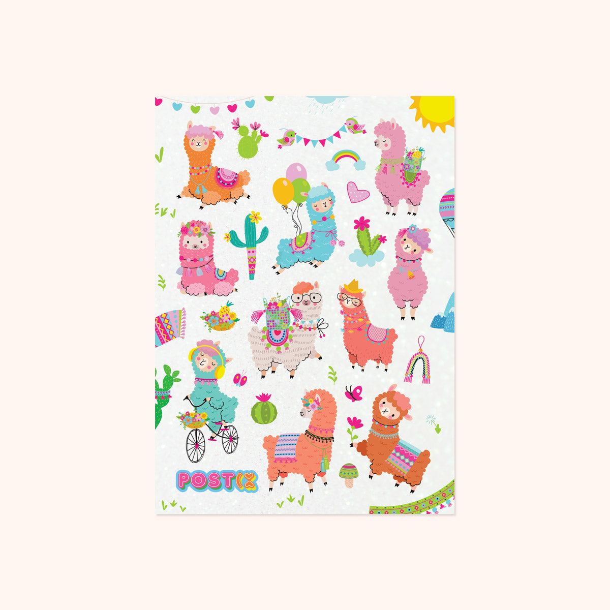  Alpaca Party Glitter Sticker Sheet、mySite、ghnorth