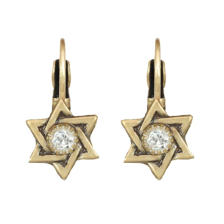 Tiny Star of David Crystal Earrings by Michal Golan - Gold、mySite、topwebapps