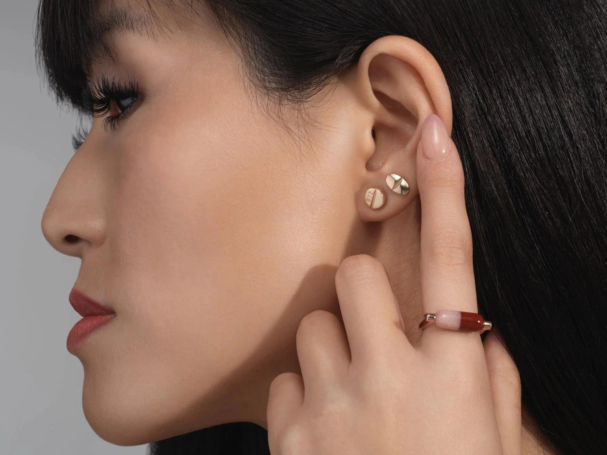 Benzo Stud Earrings by Mad Fine - 14k Solid Gold、mySite、topwebapps