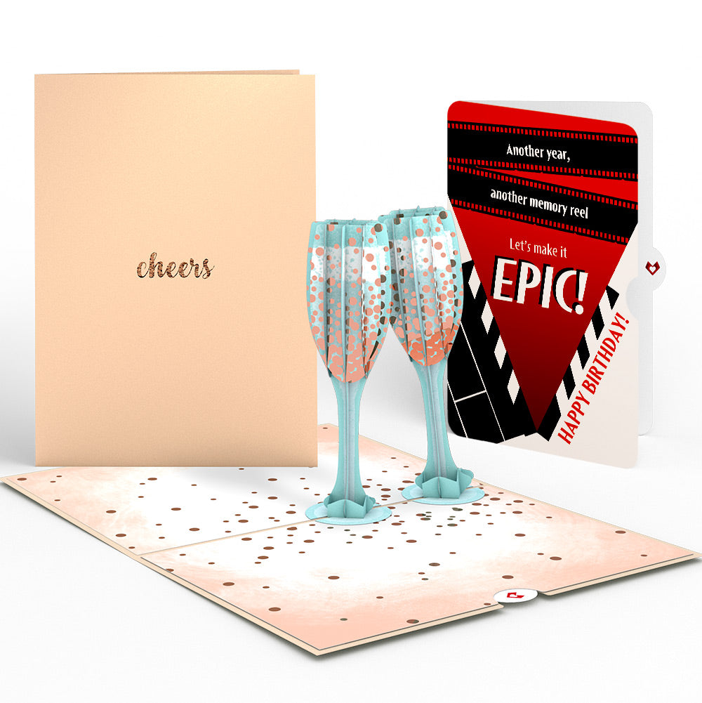 Champagne Toast Birthday Pop-Up Card and Epic Reel Sentiment Set、mySite、solidvoid