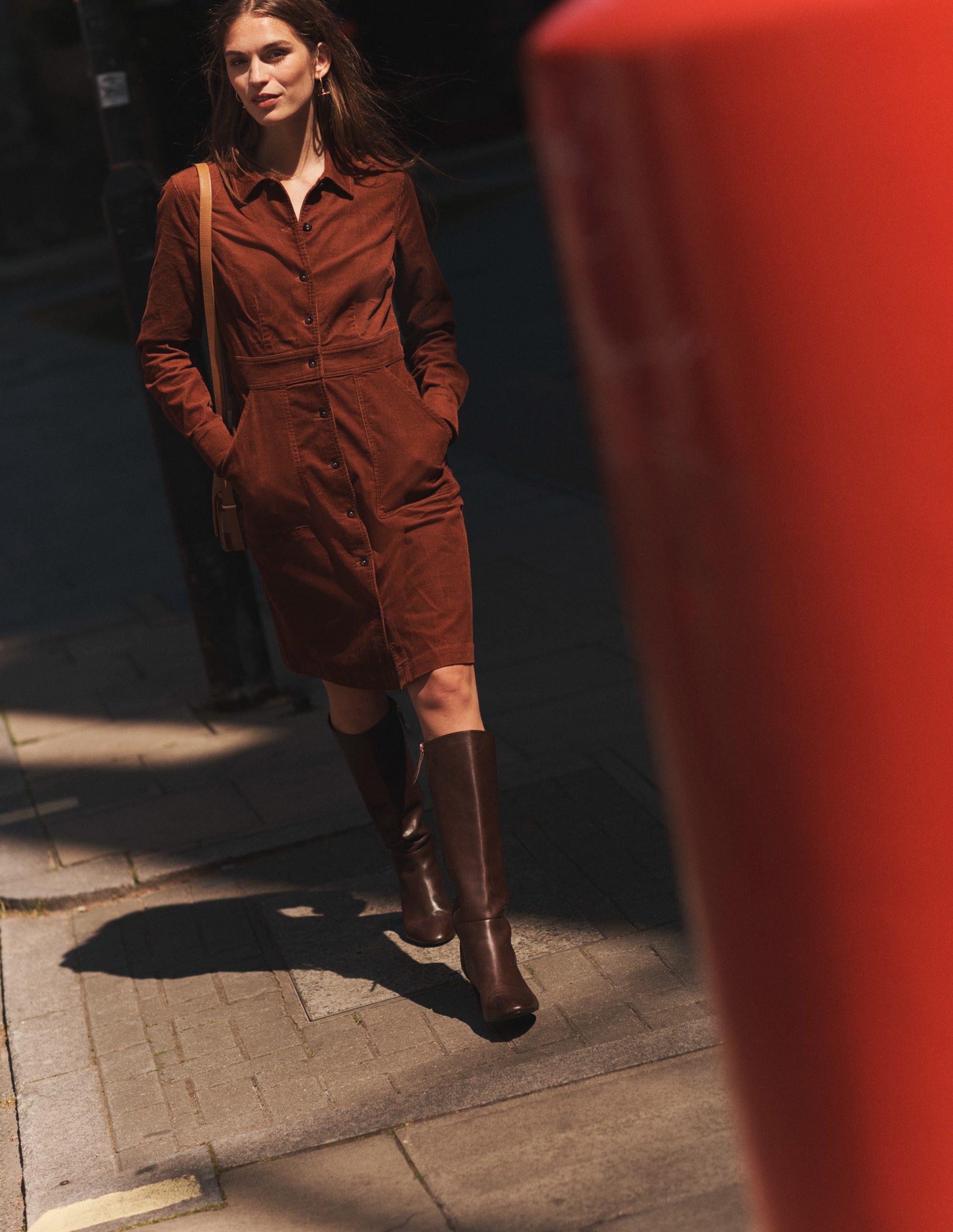  Flora Cord Shirt Dress-Cognac、mySite、ashleygrahame
