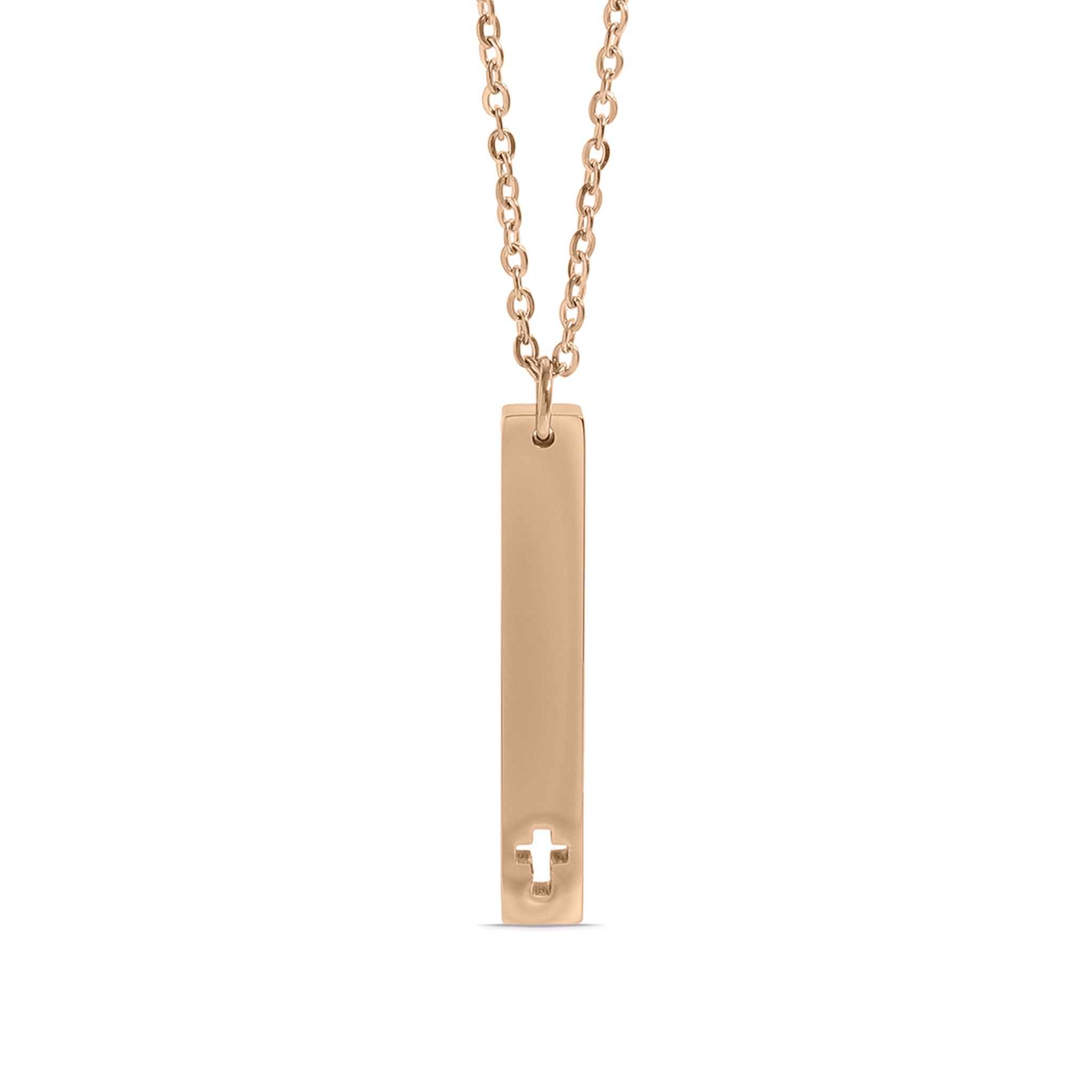 18K Gold PVD Stainless Steel Cross Cutout Vertical Bar Necklace / SBB0163、mySite、dreamappss